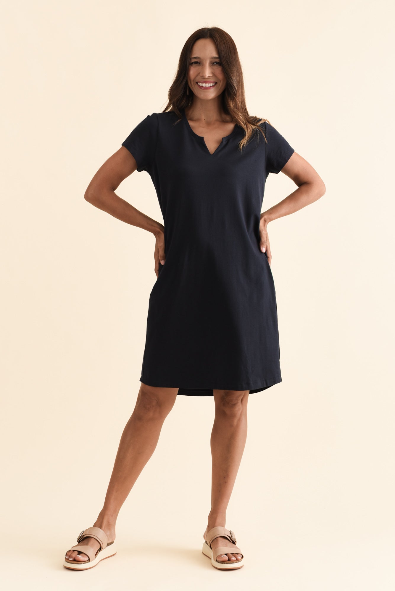 Mandy Navy Cotton Tee Dress
