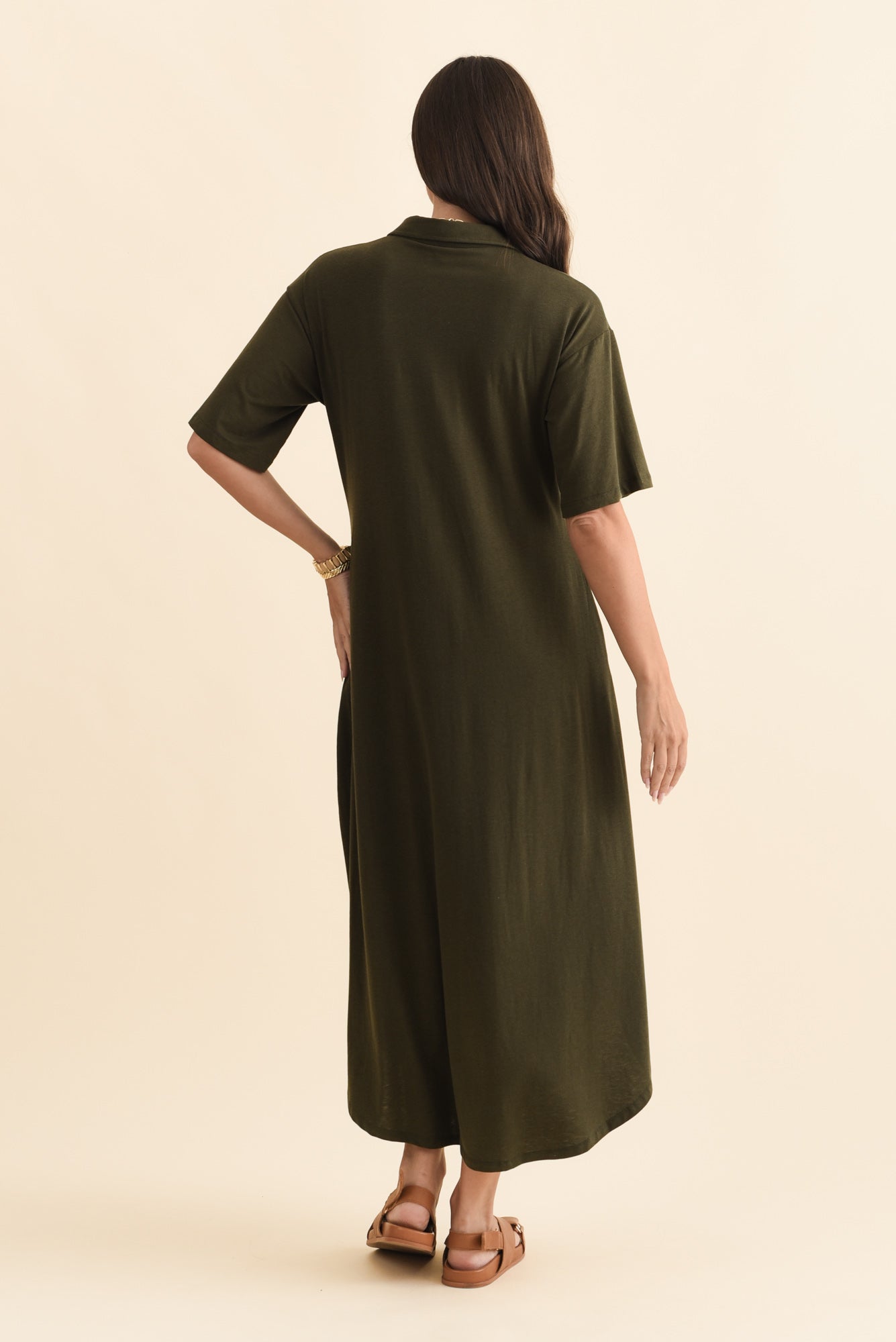 Marnie Khaki Bamboo Tie Dress