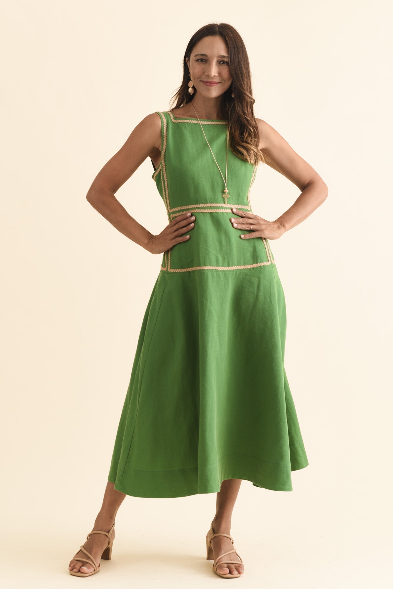 Marlin Green Contrast Trim Dress