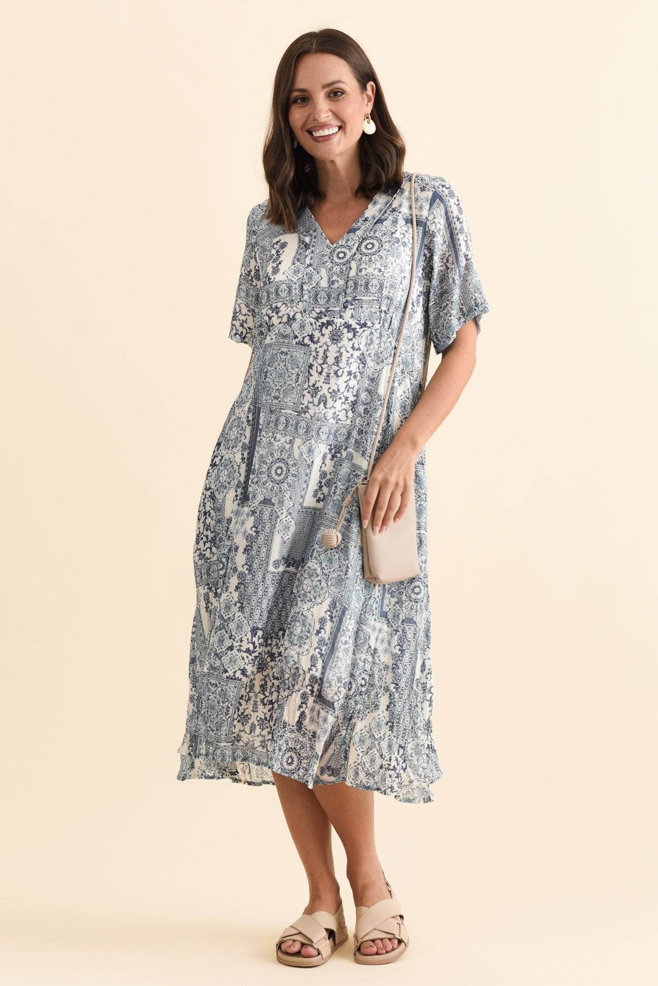 Meka Navy Mosaic Pocket Dress