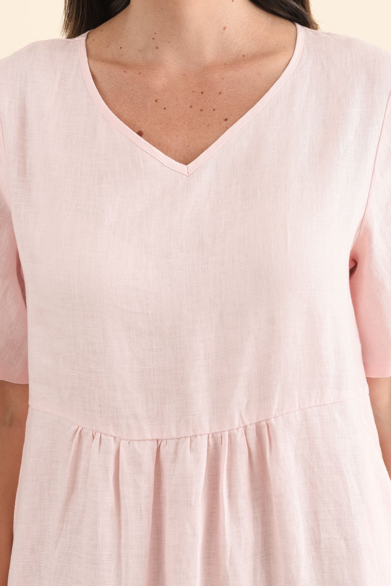 Miller Blush Linen Tiered Dress