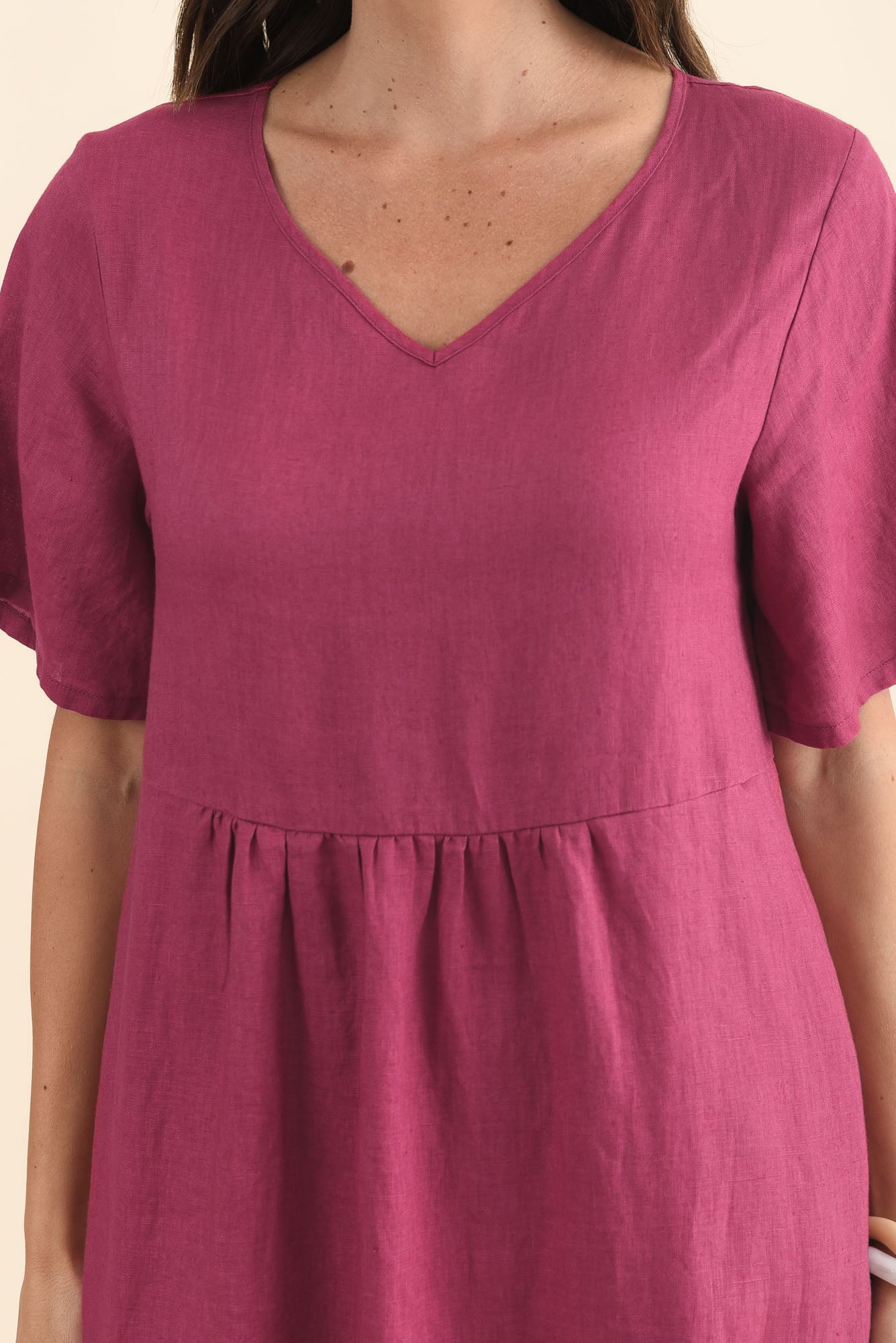 Miller Pink Linen Tiered Dress