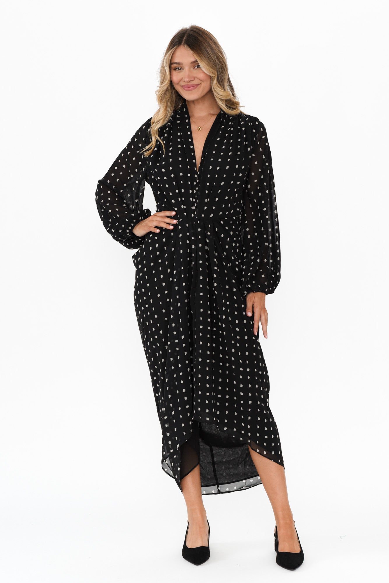 Mona Black Spot Dress
