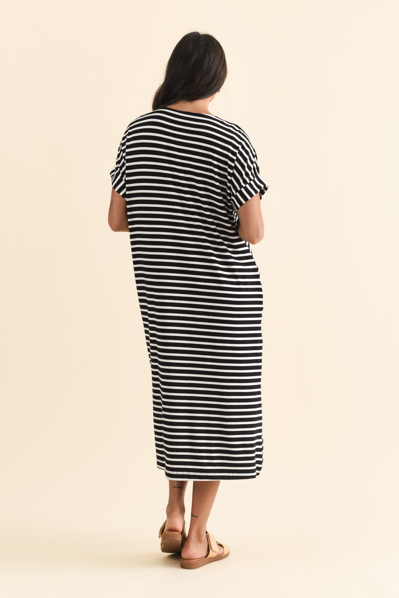 Monica Black Stripe Bamboo Dress