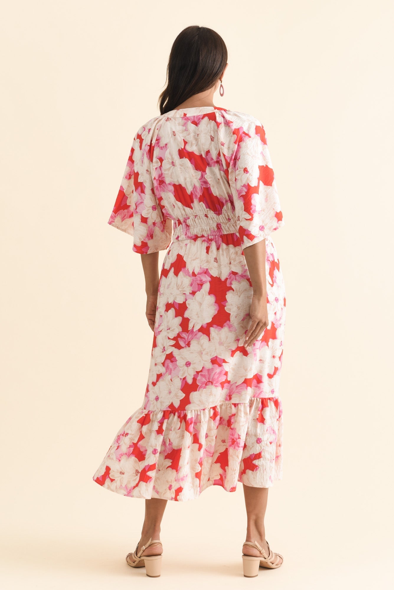 Moxie Red Floral Button Dress