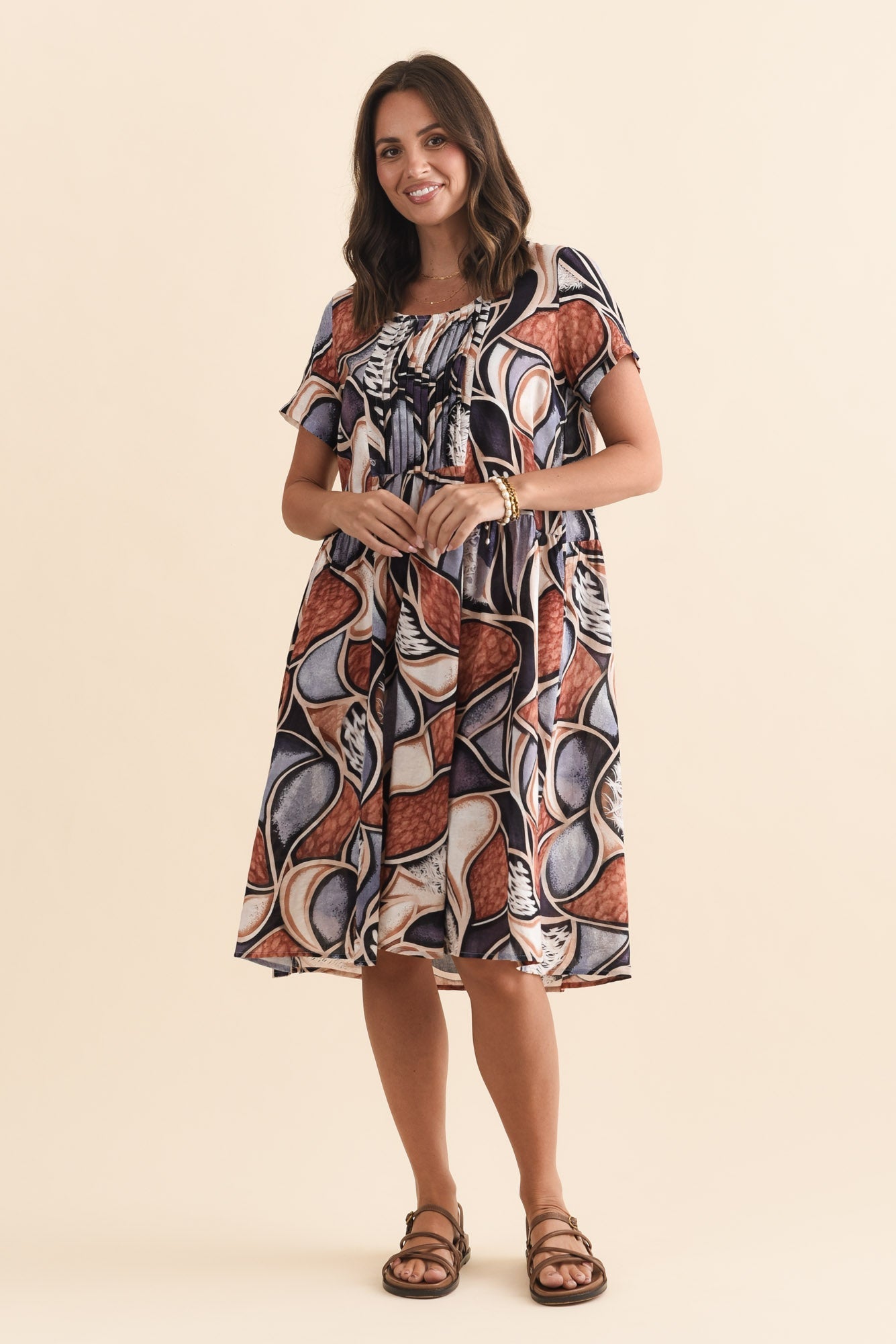 Murano Blue Abstract Cotton Dress