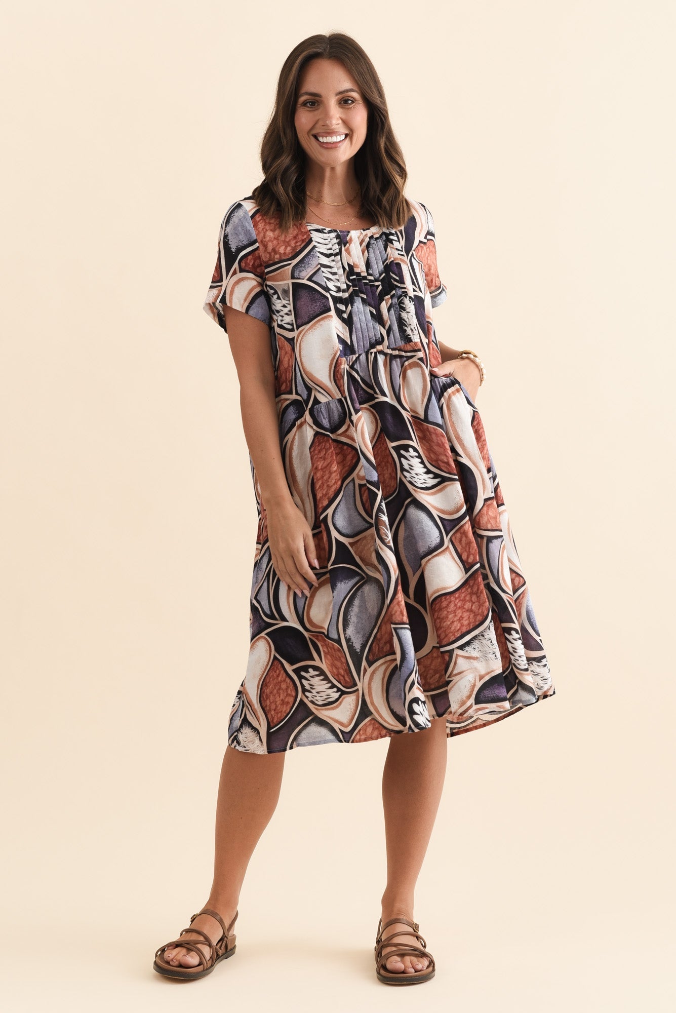 Murano Blue Abstract Cotton Dress