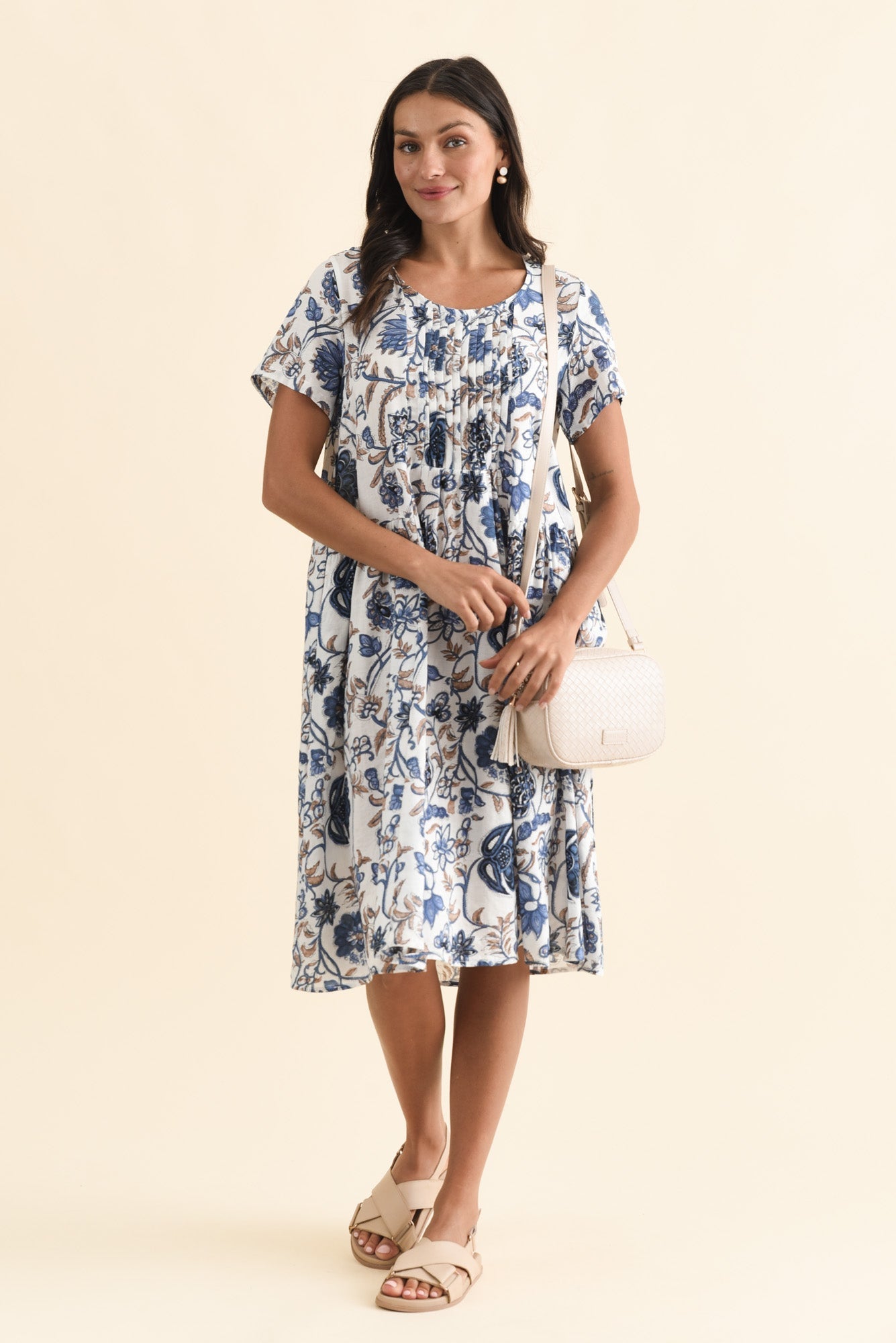 Murano Blue Botanical Cotton Dress