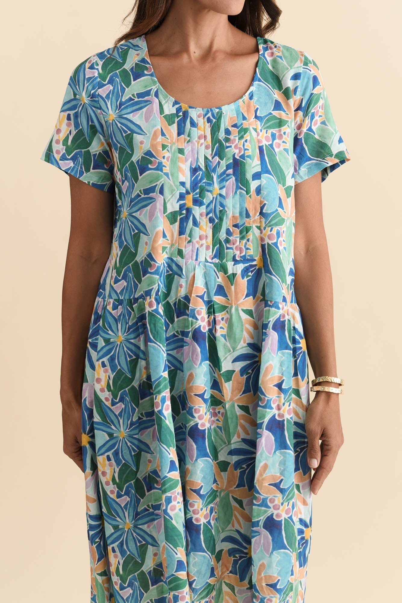 Murano Blue Floral Cotton Dress