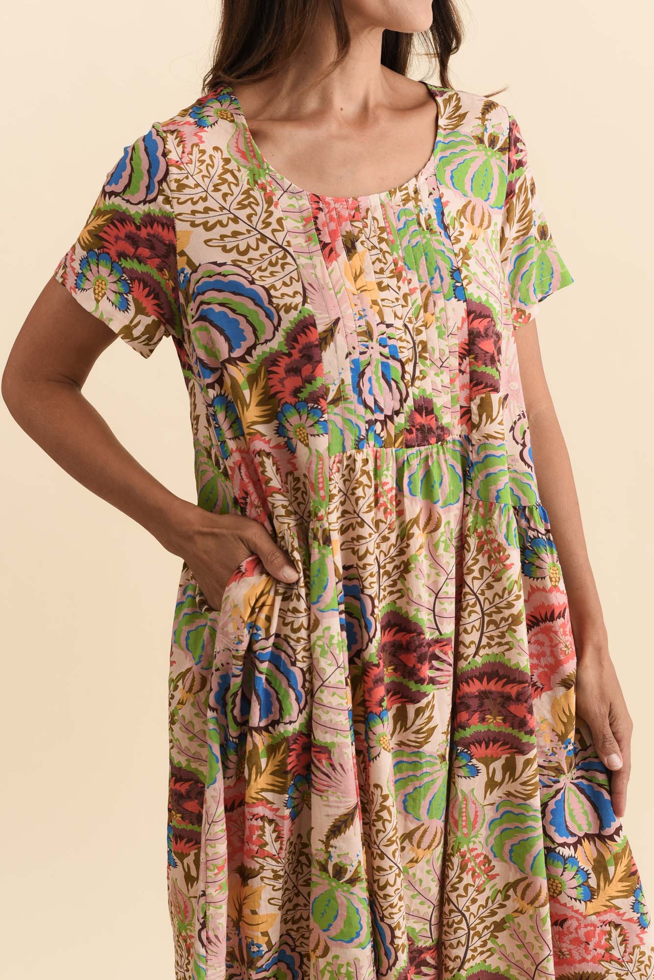 Murano Green Botanical Cotton Dress