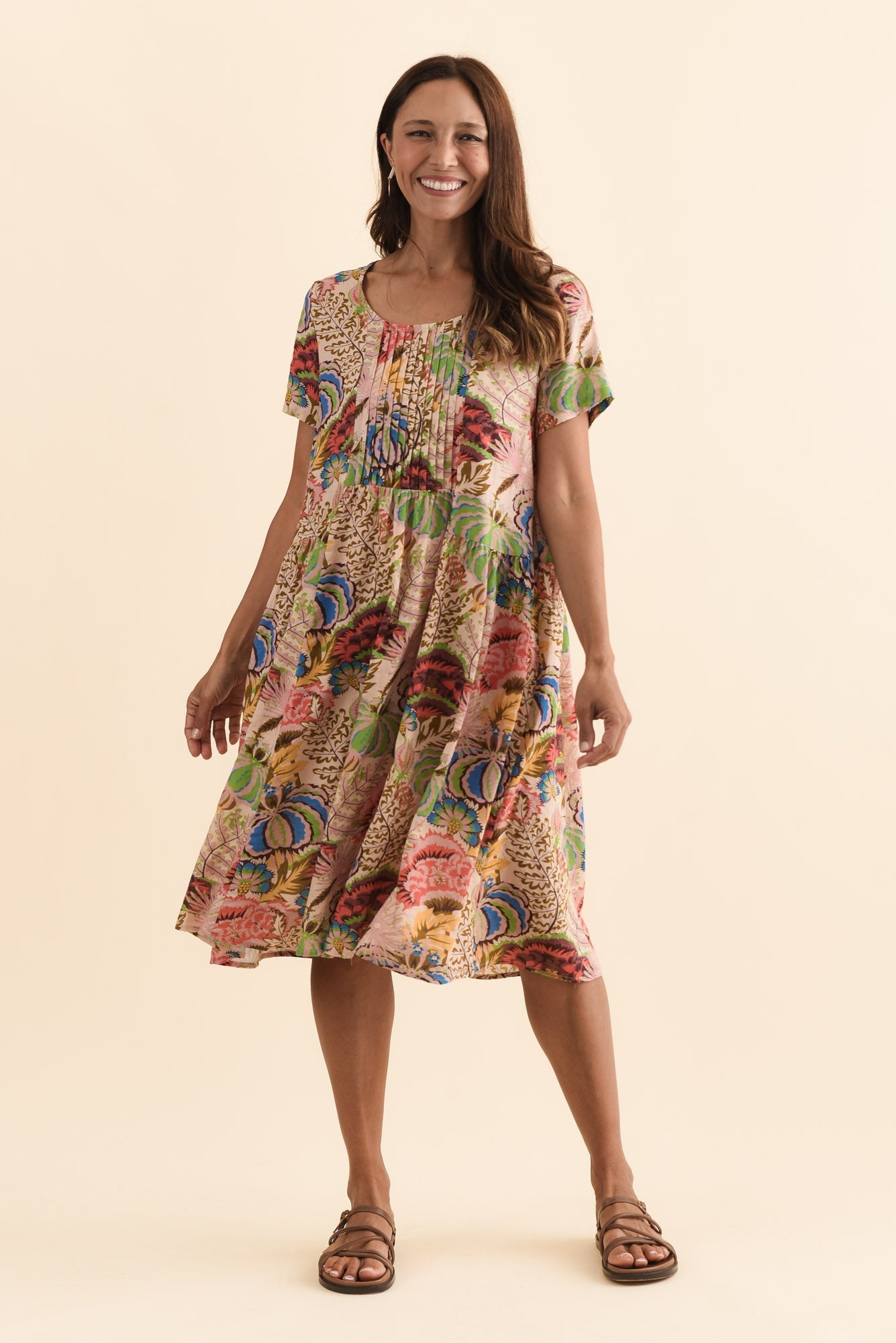 Murano Green Botanical Cotton Dress