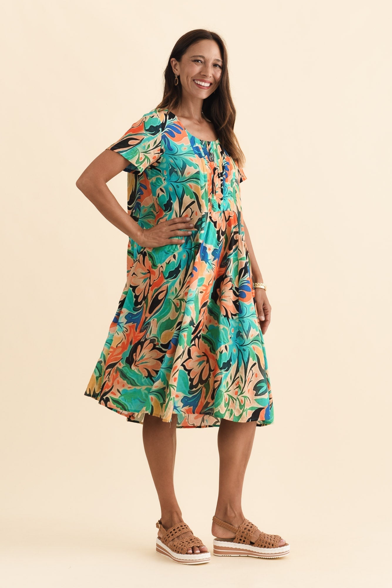 Murano Green Garden Cotton Dress