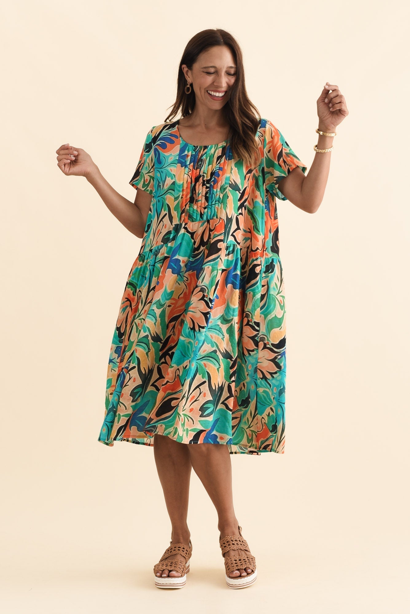 Murano Green Garden Cotton Dress