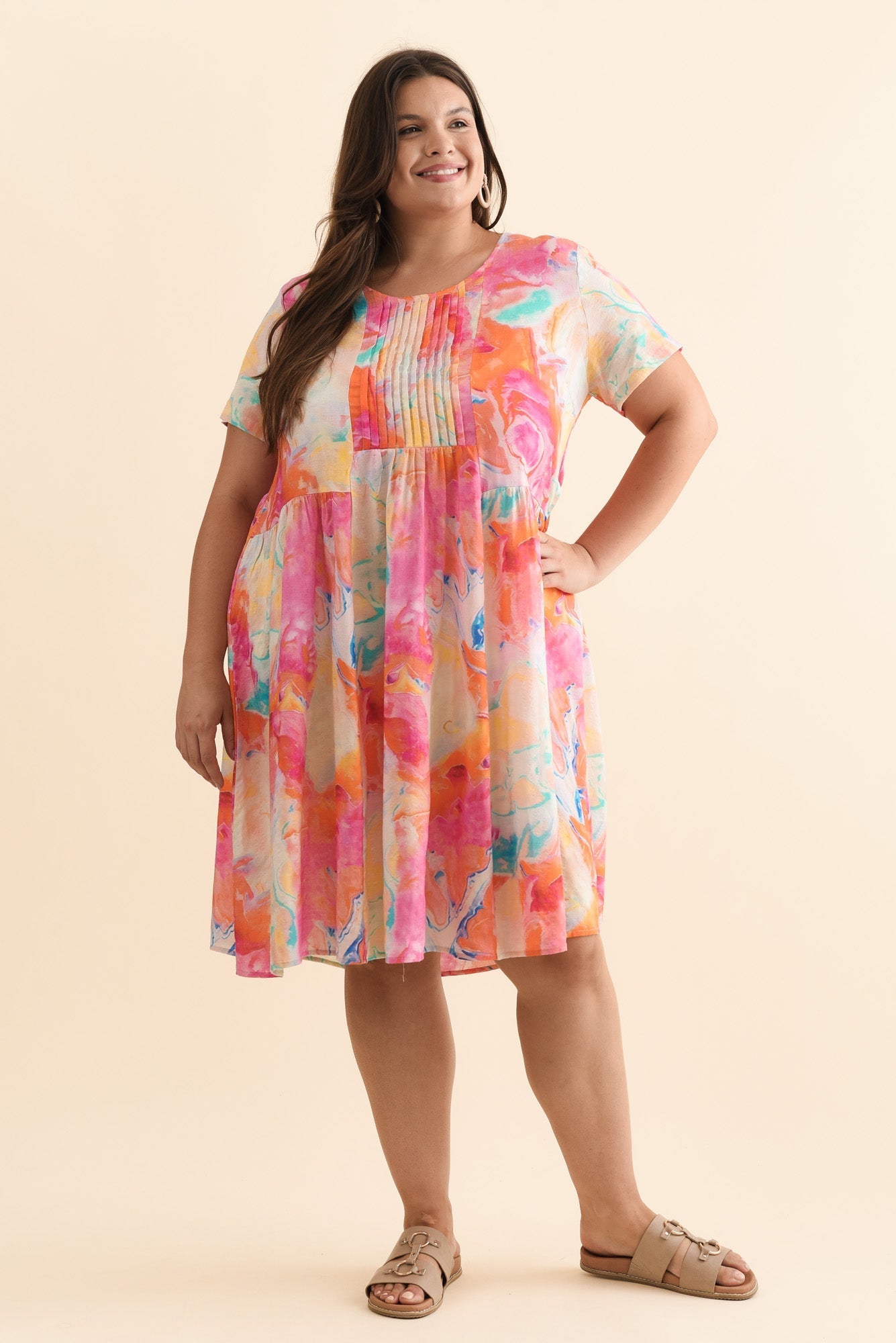 Murano Orange Abstract Cotton Dress