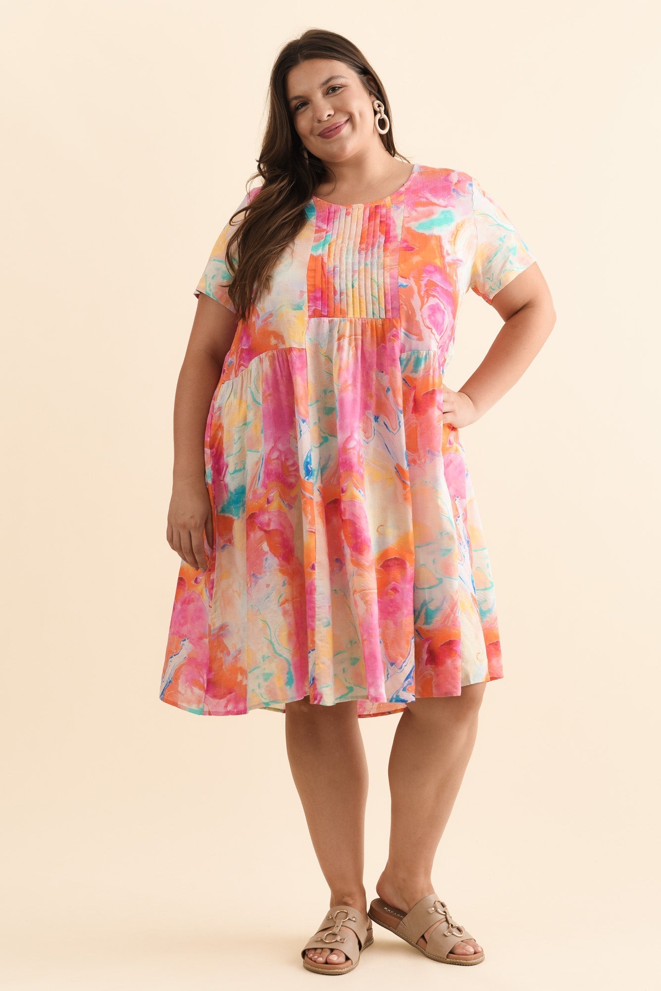 Murano Orange Abstract Cotton Dress