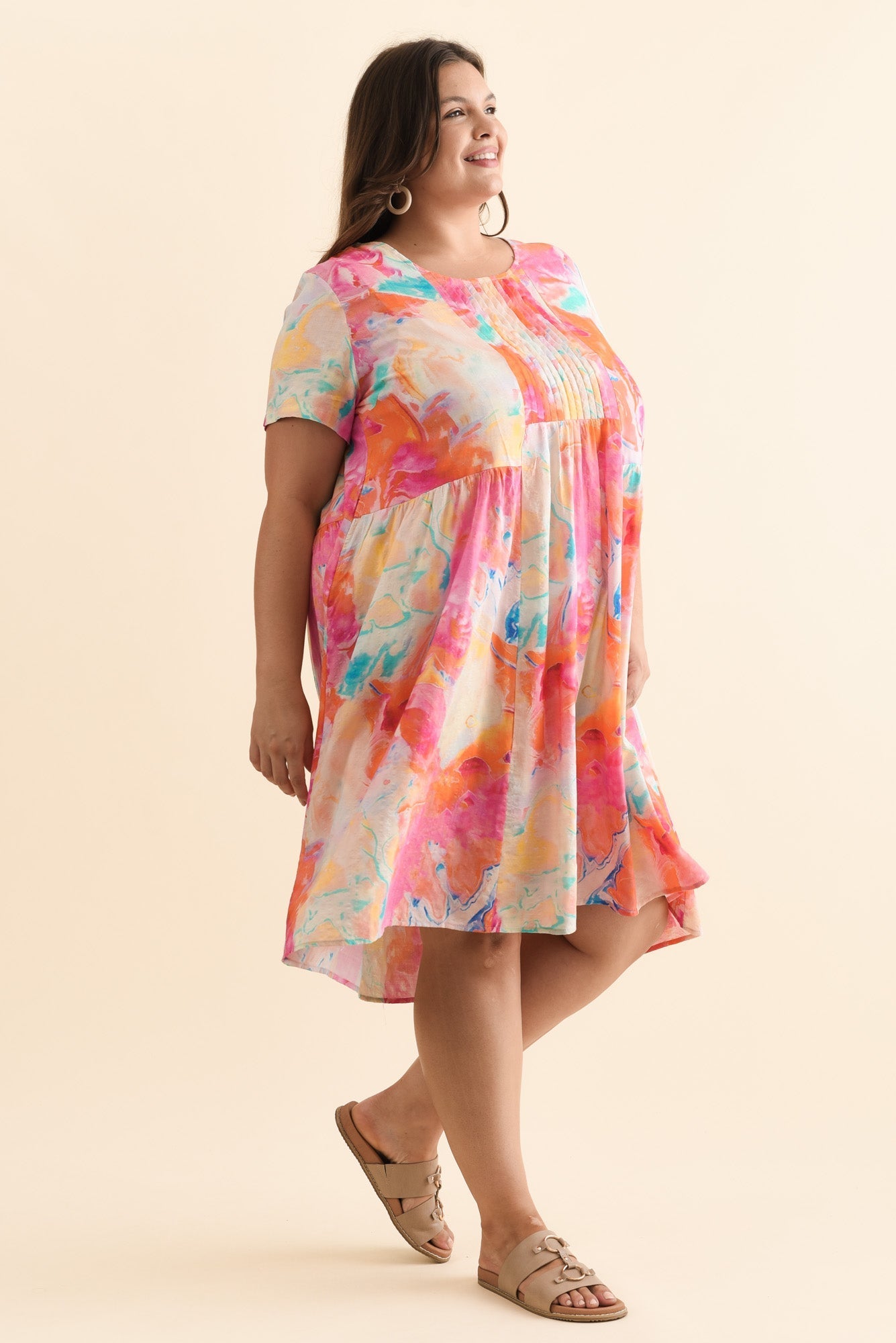 Murano Orange Abstract Cotton Dress
