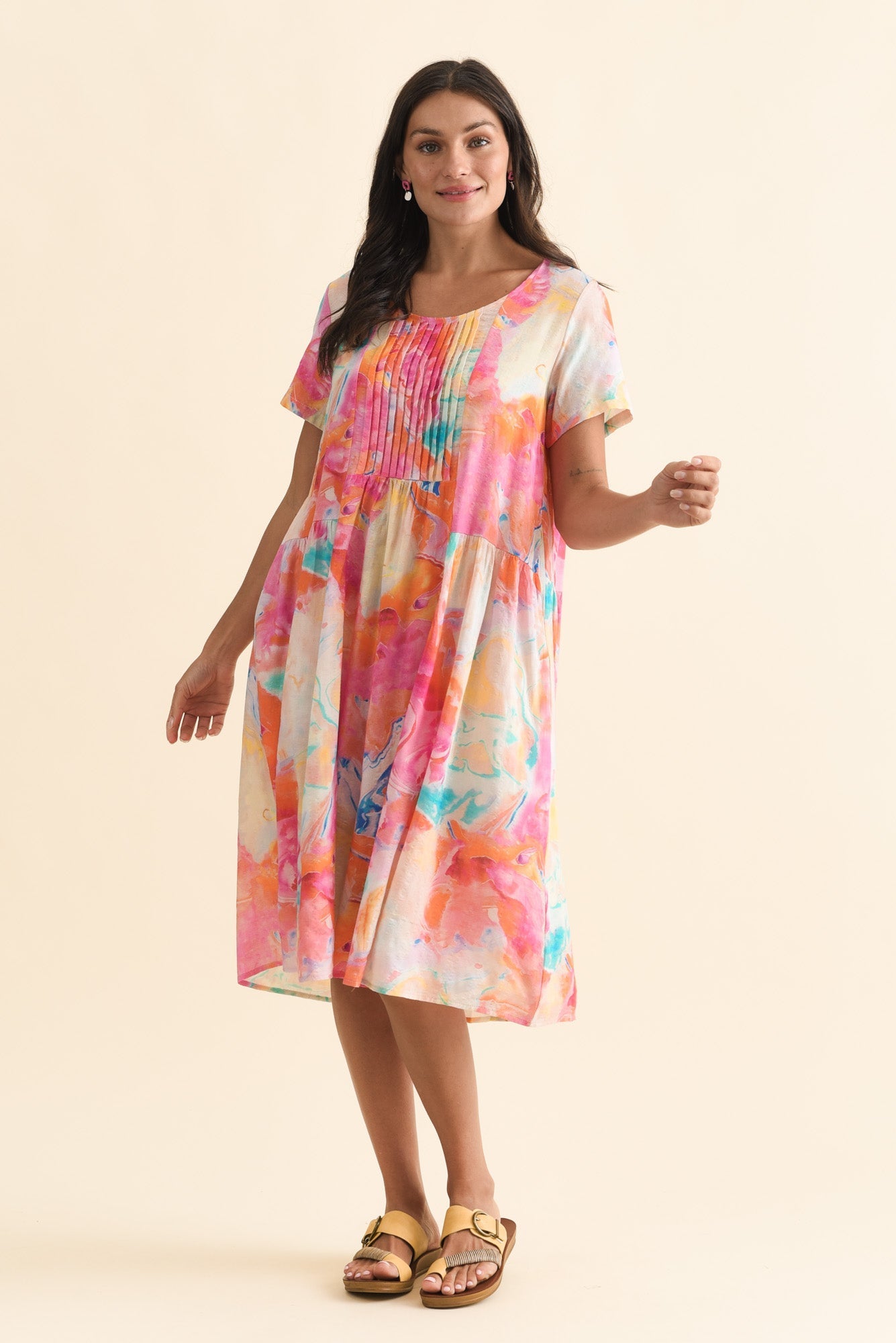 Murano Orange Abstract Cotton Dress