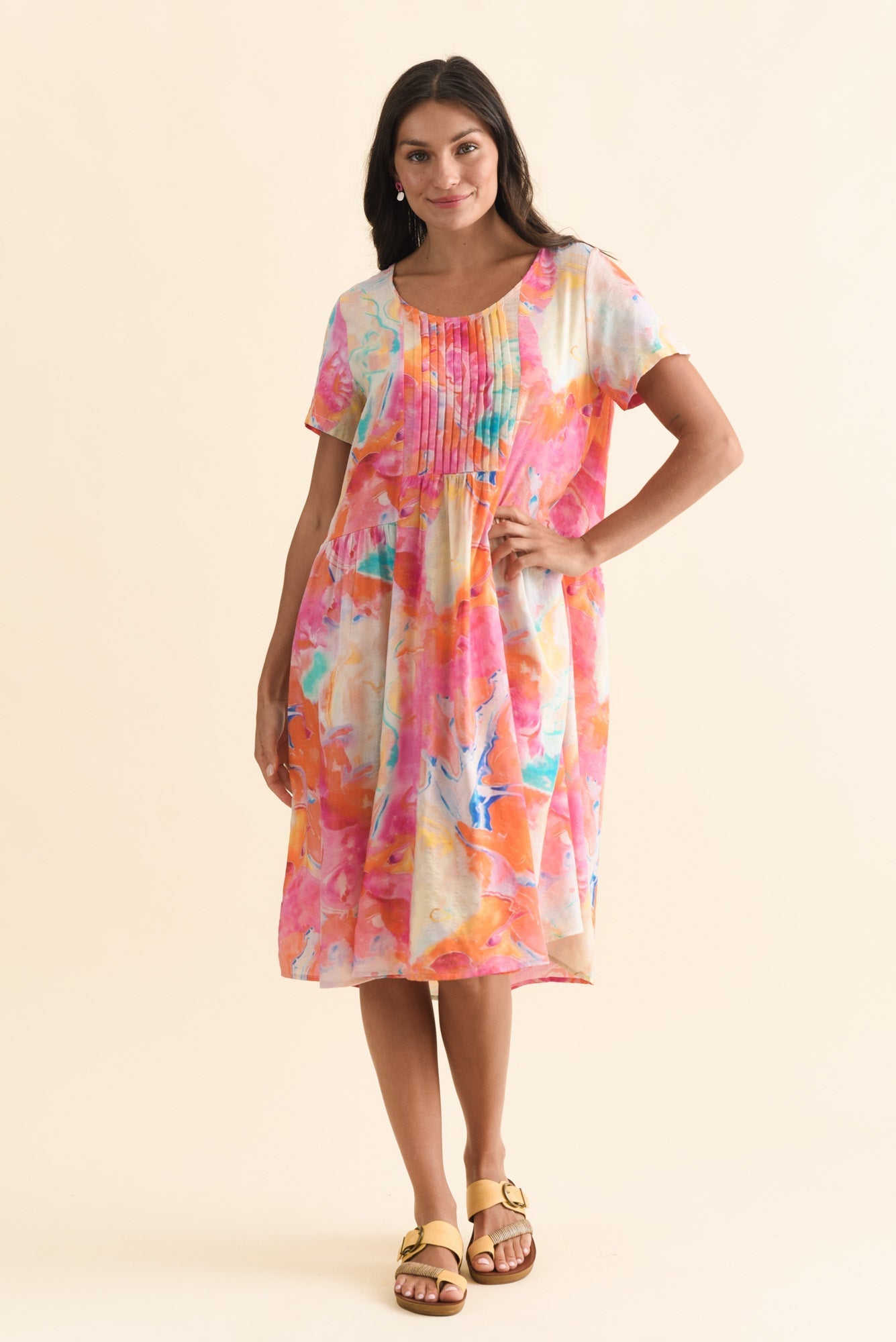 Murano Orange Abstract Cotton Dress