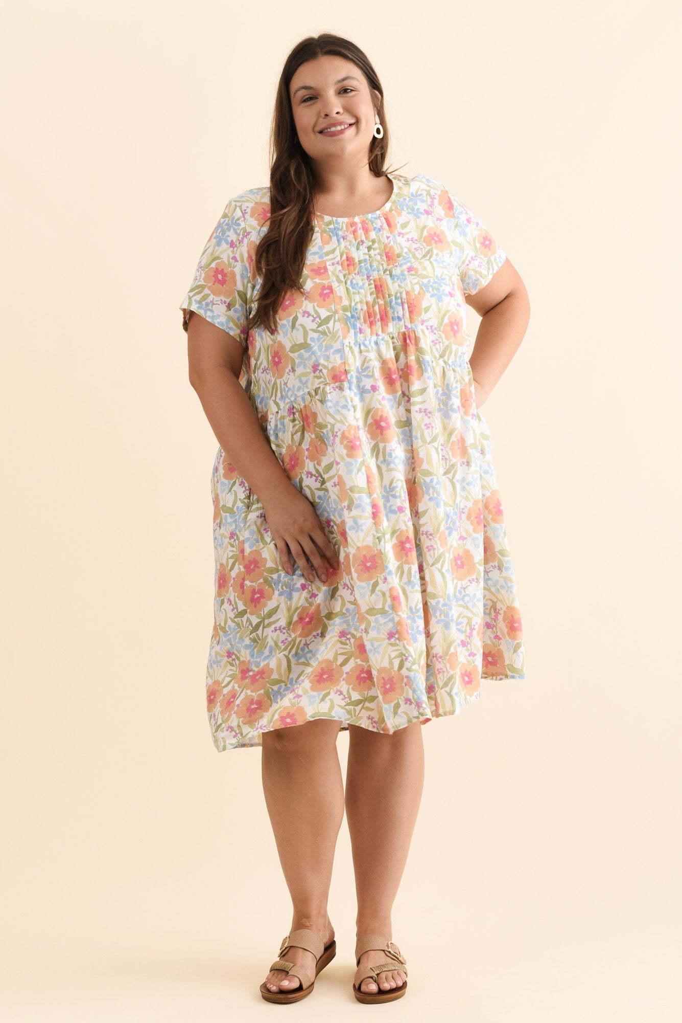 Murano Orange Flower Cotton Dress