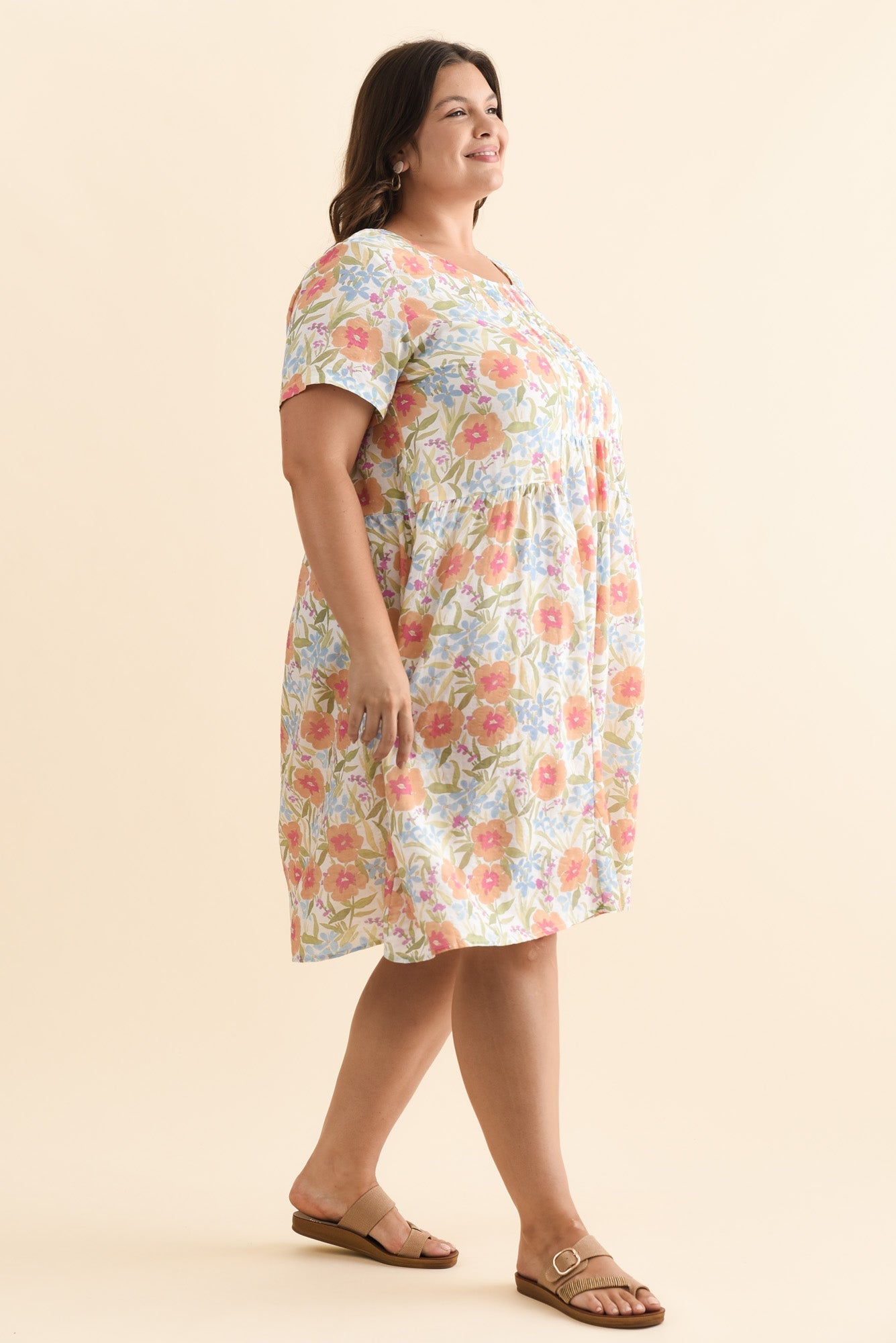 Murano Orange Flower Cotton Dress