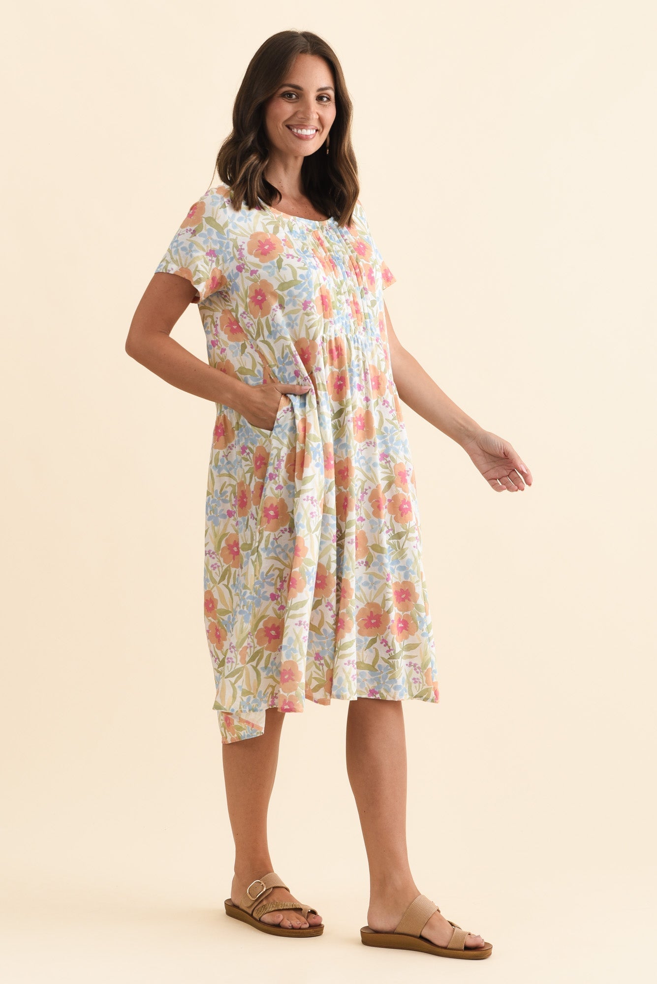 Murano Orange Flower Cotton Dress