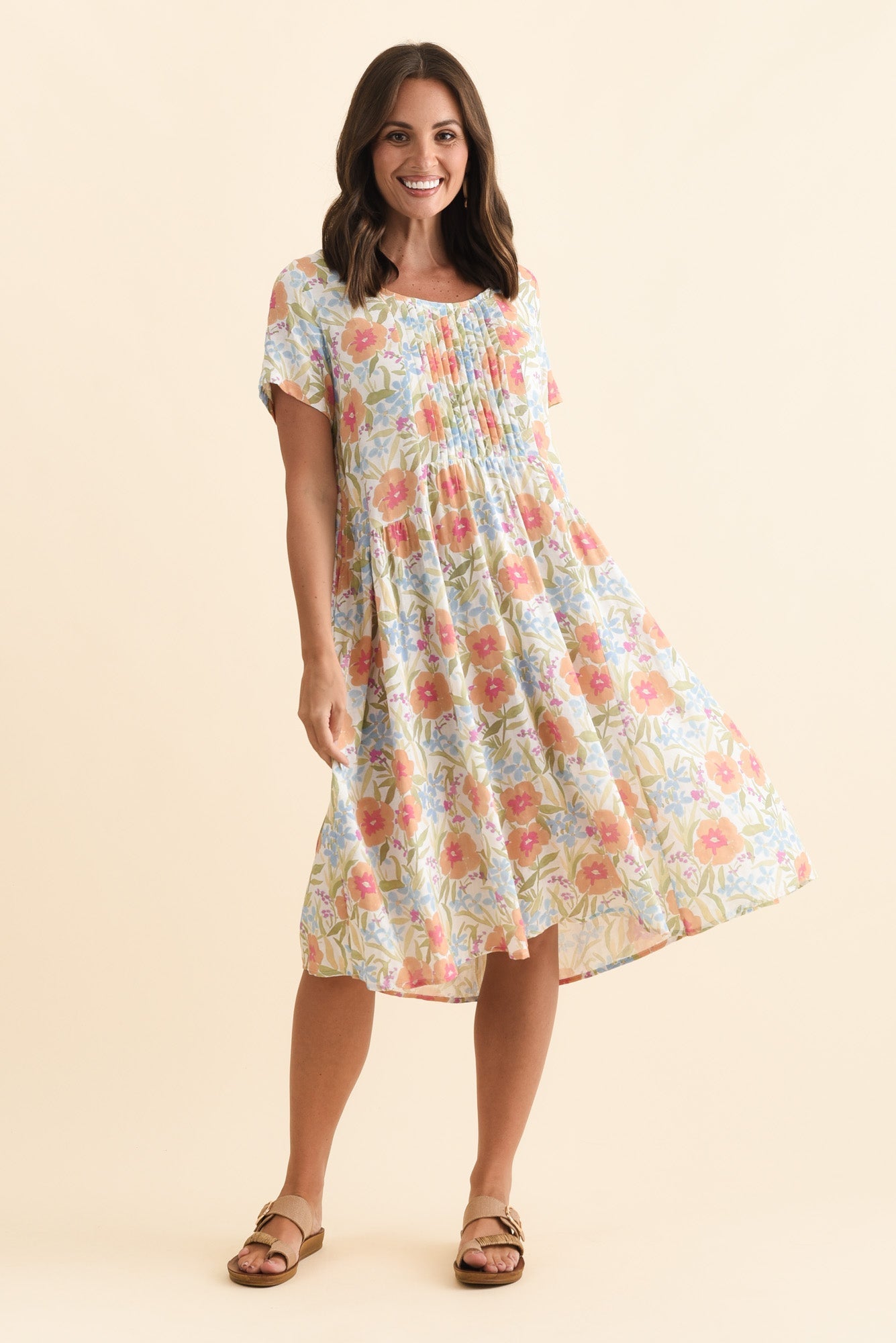Murano Orange Flower Cotton Dress