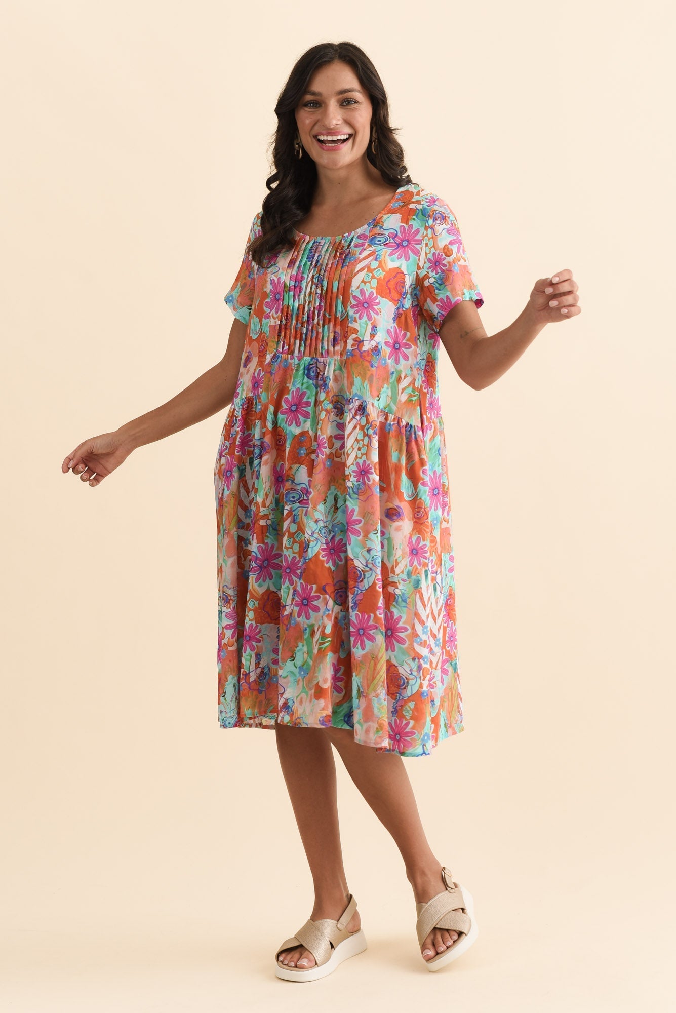 Murano Orange Garden Cotton Dress