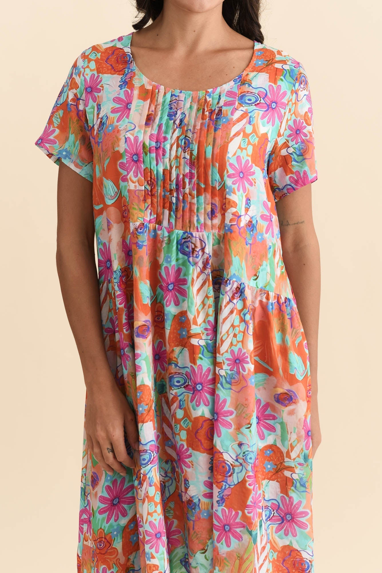 Murano Orange Garden Cotton Dress
