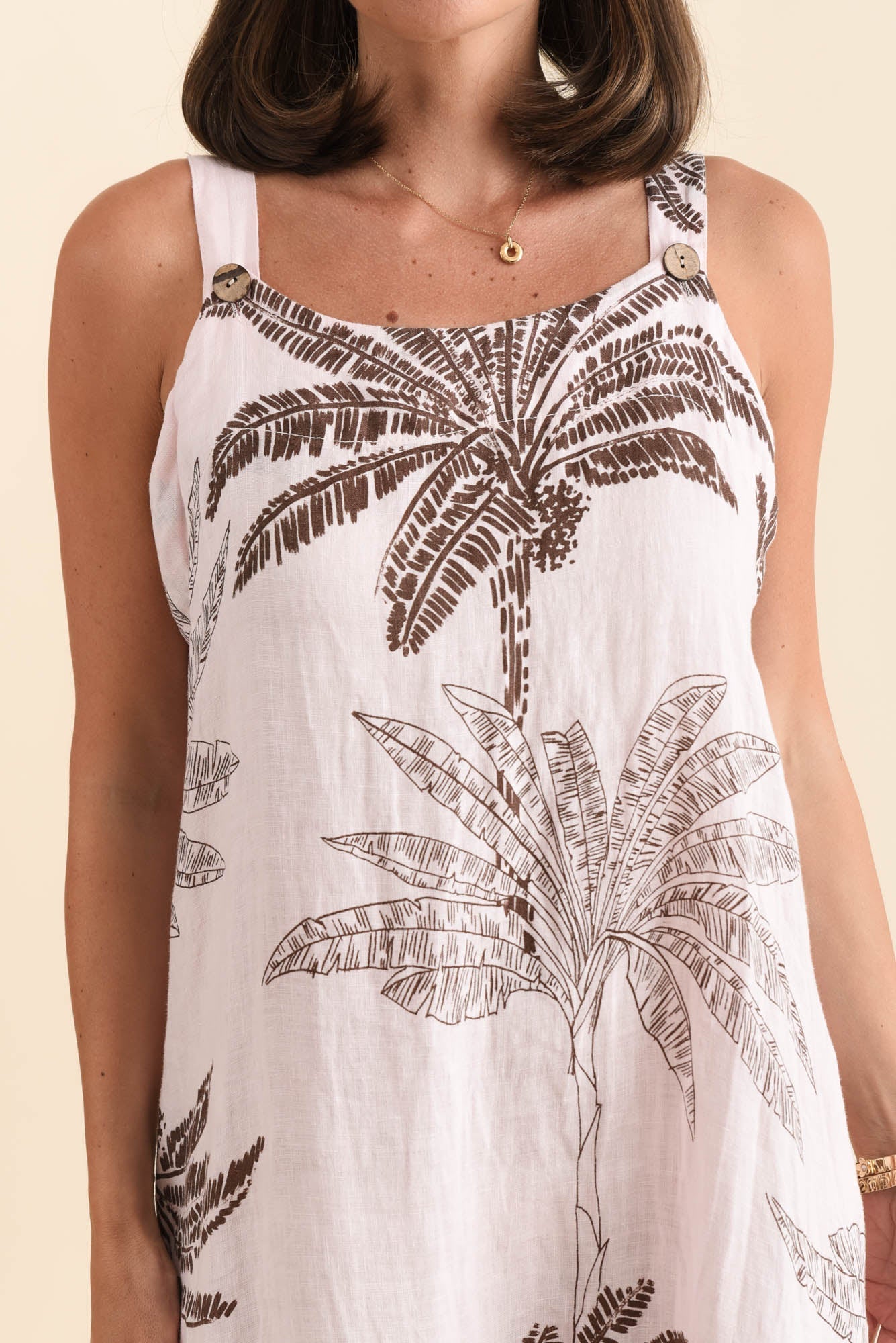 Nadia Pink Palm Linen Maxi Dress