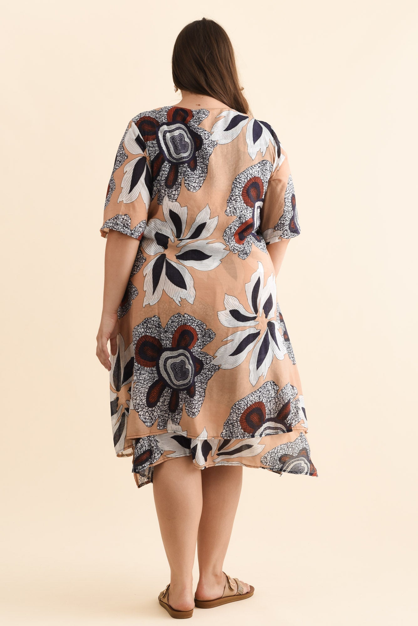 Nala Beige Flower Layers Dress