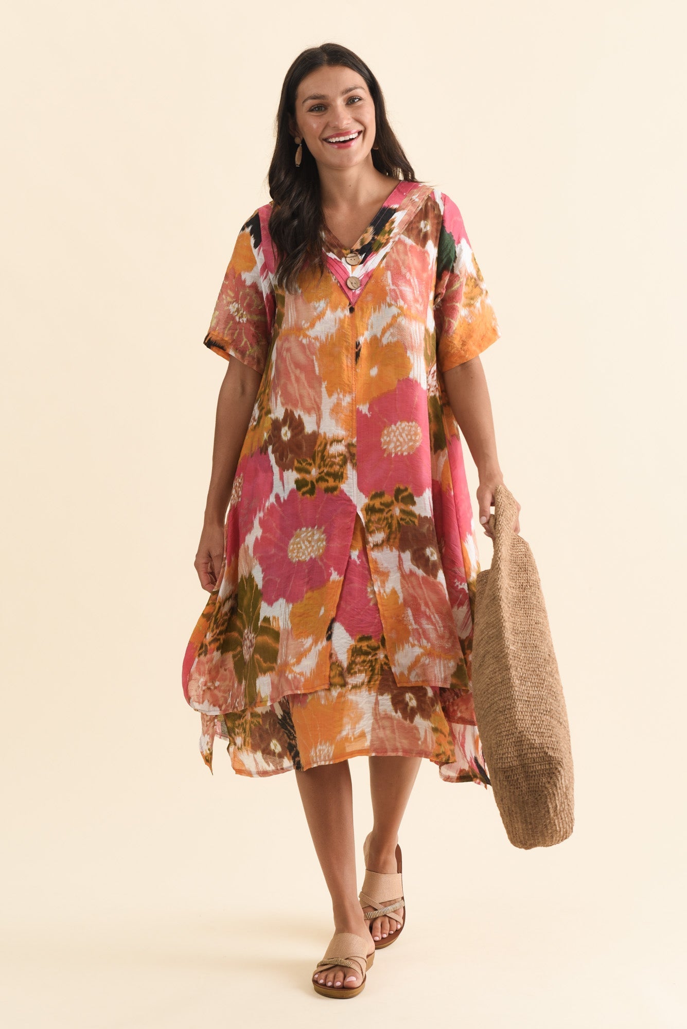 Nala Pink Flower Layers Dress