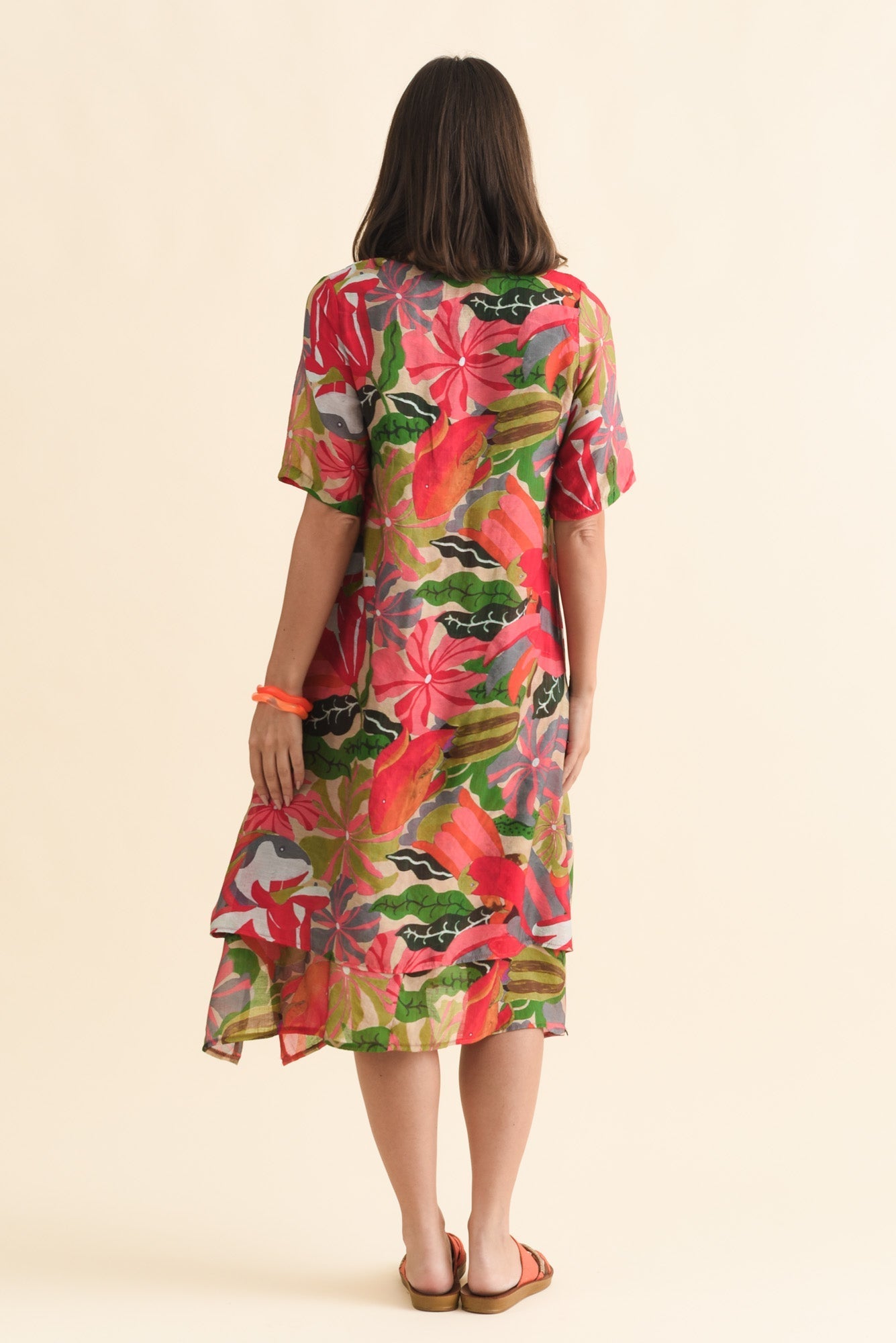 Nala Pink Hibiscus Layers Dress