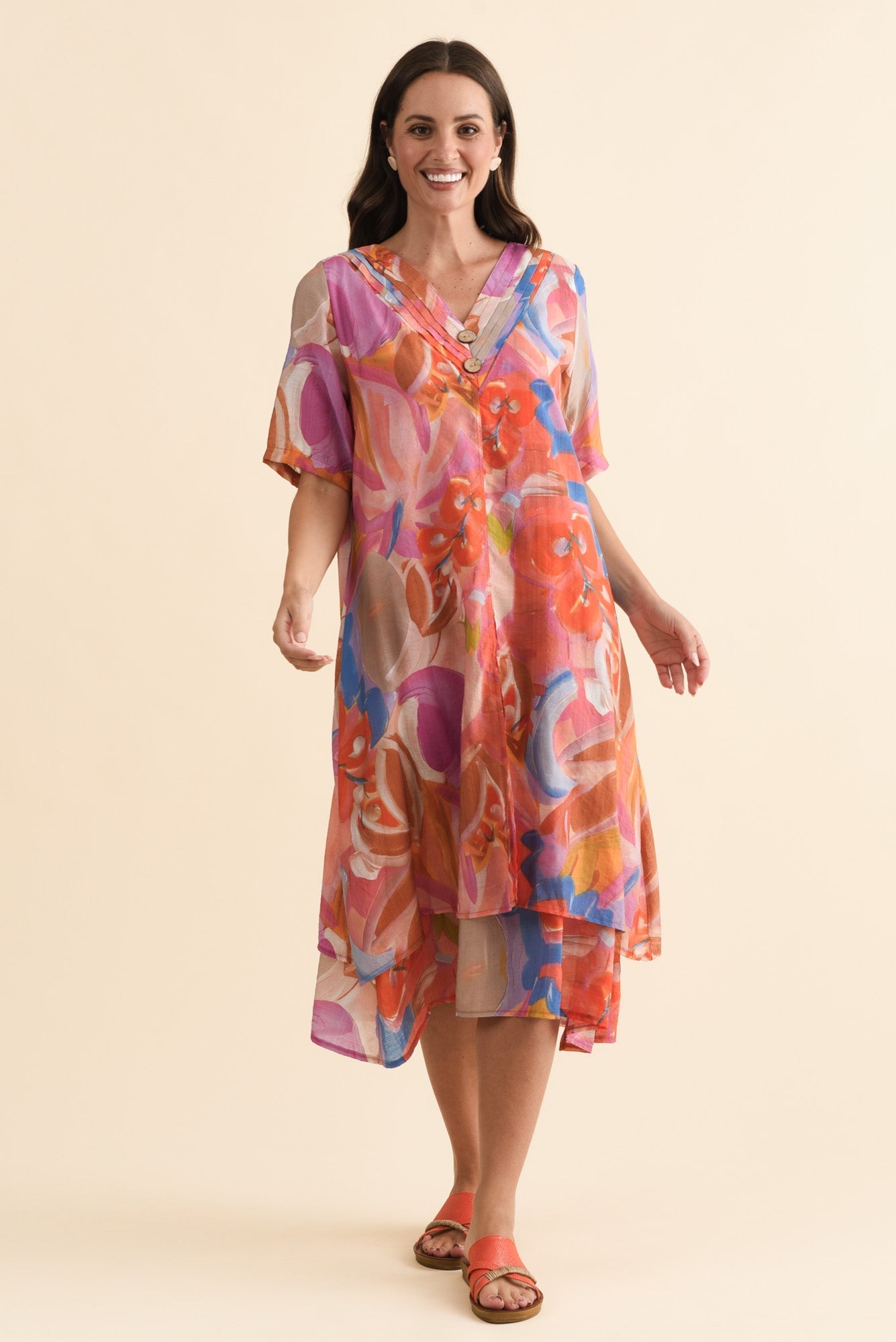 Nala Rust Abstract Layers Dress