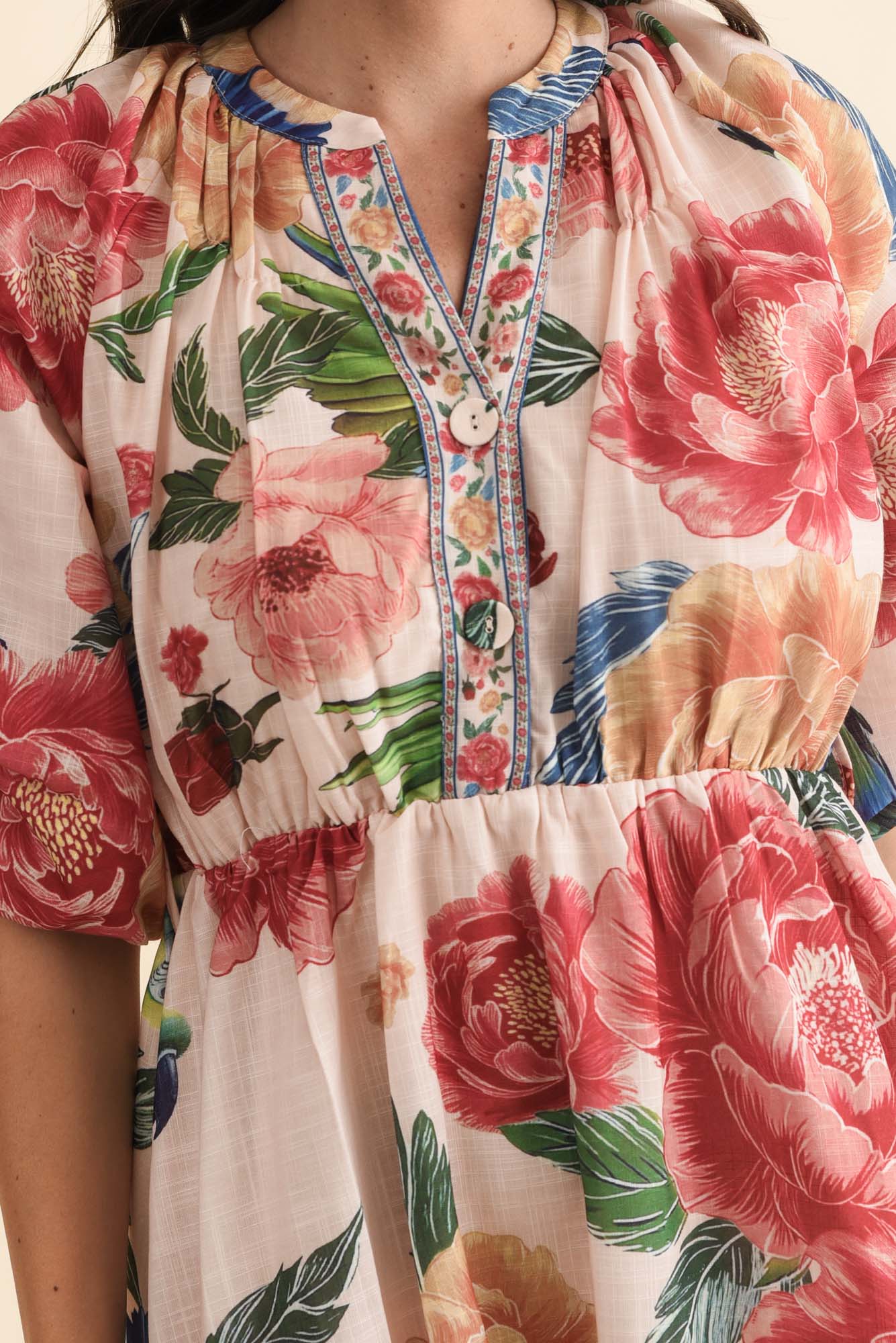 Nesmae Red Floral Tie Dress