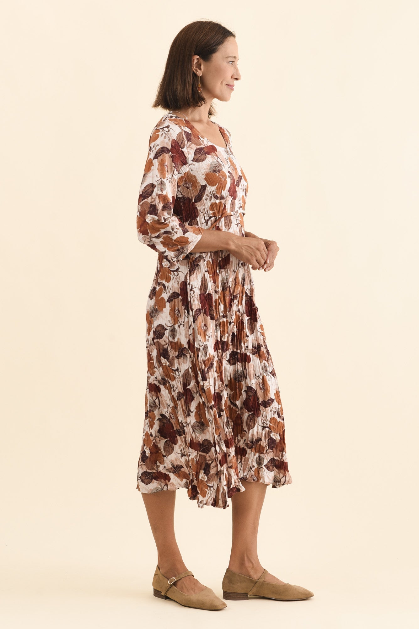Nessa Brown Flower Crescent Dress