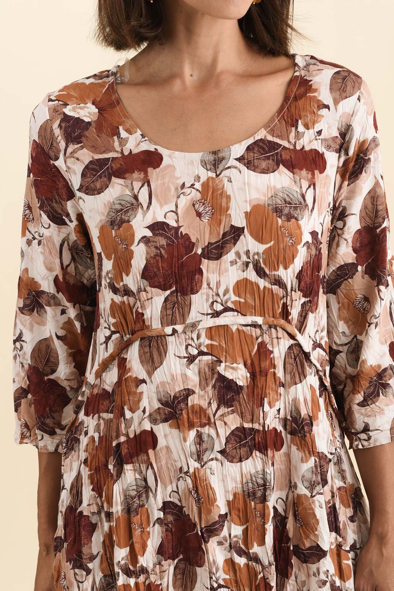 Nessa Brown Flower Crescent Dress