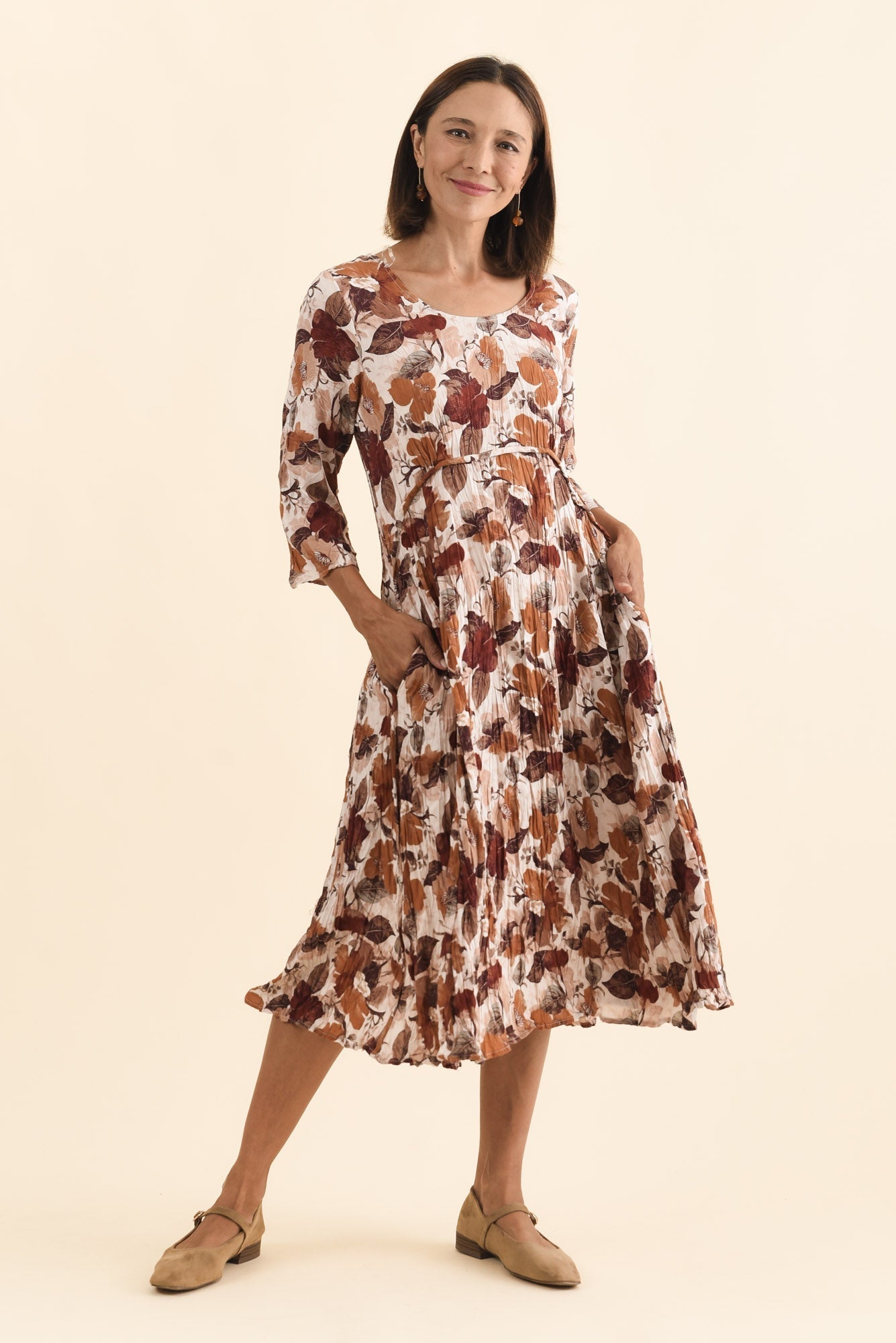 Nessa Brown Flower Crescent Dress