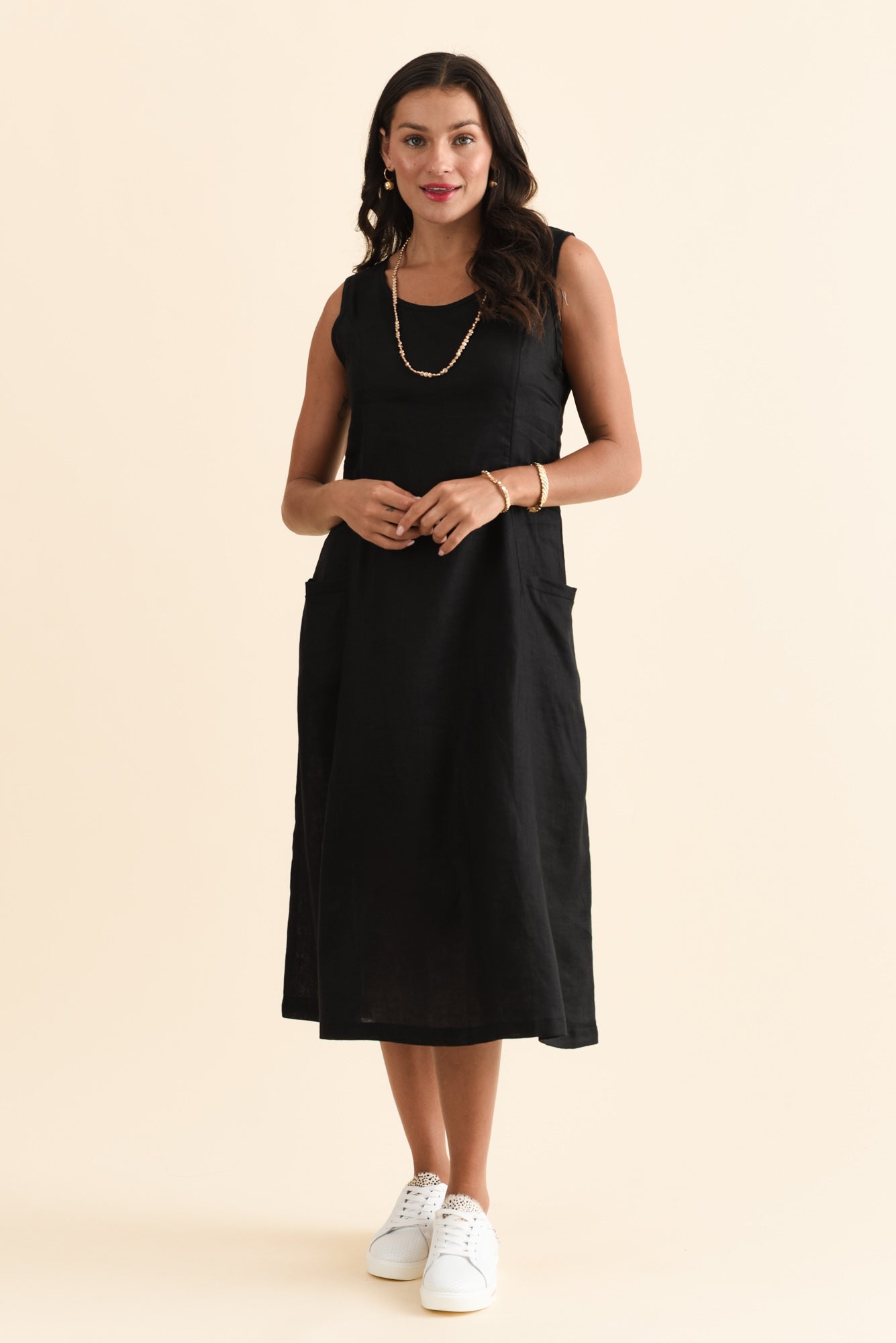 Noah Black Linen Pocket Dress