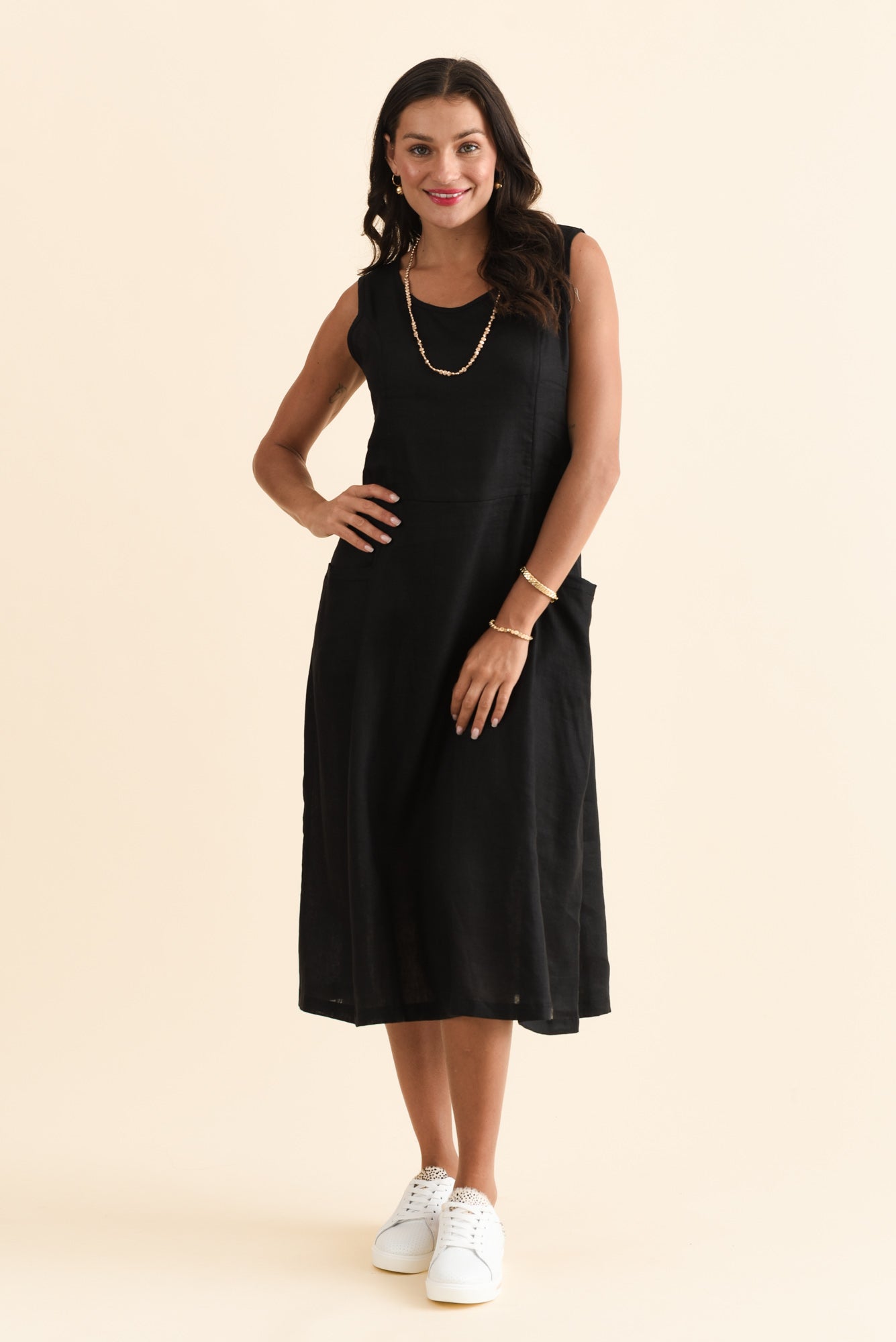 Noah Black Linen Pocket Dress