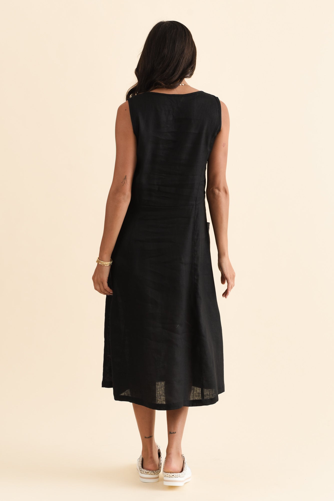 Noah Black Linen Pocket Dress