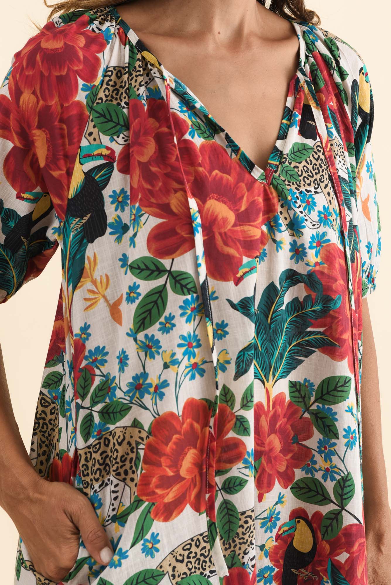 Orion Red Jungle Cotton Dress