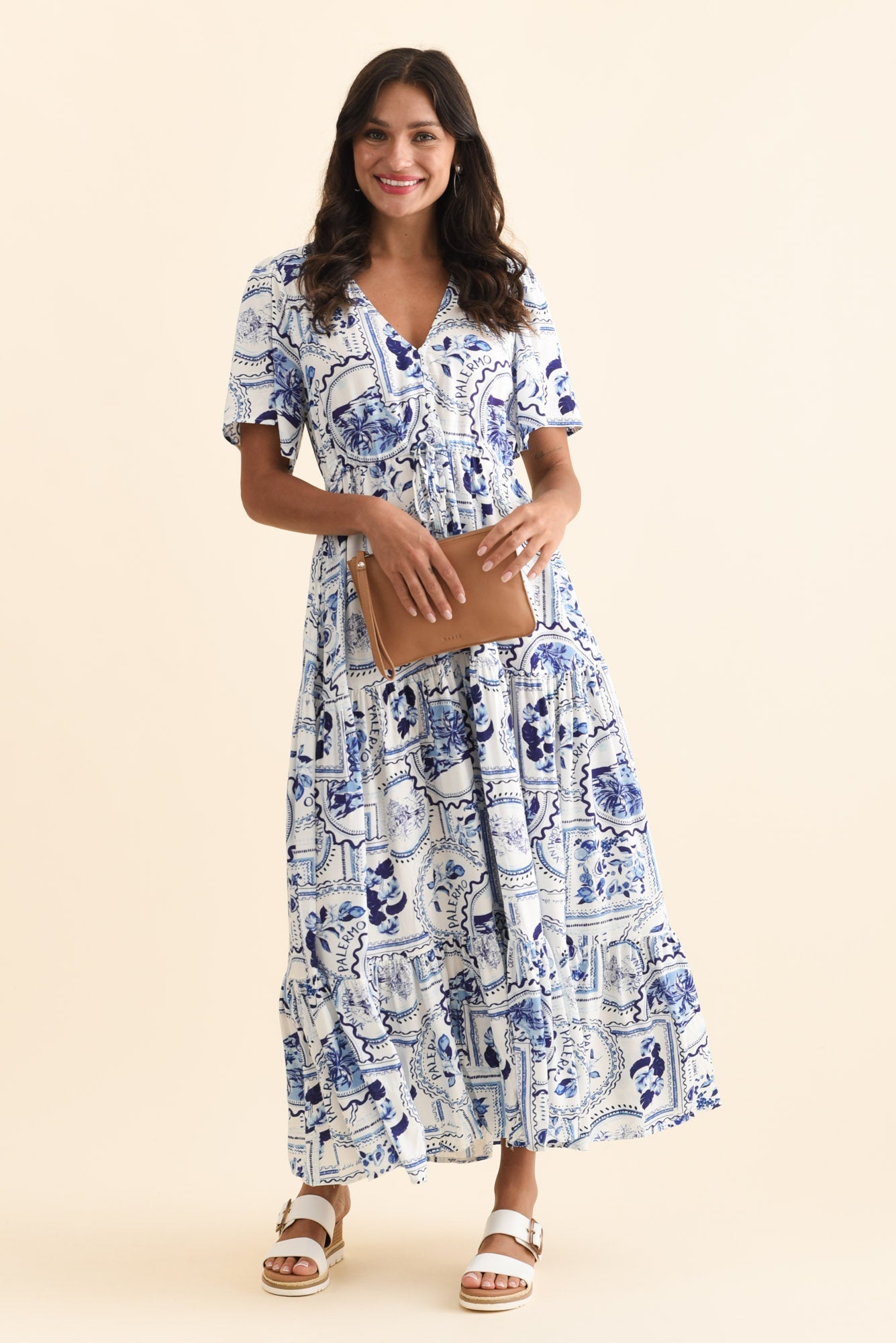 Orson Blue Mosaic Tier Dress