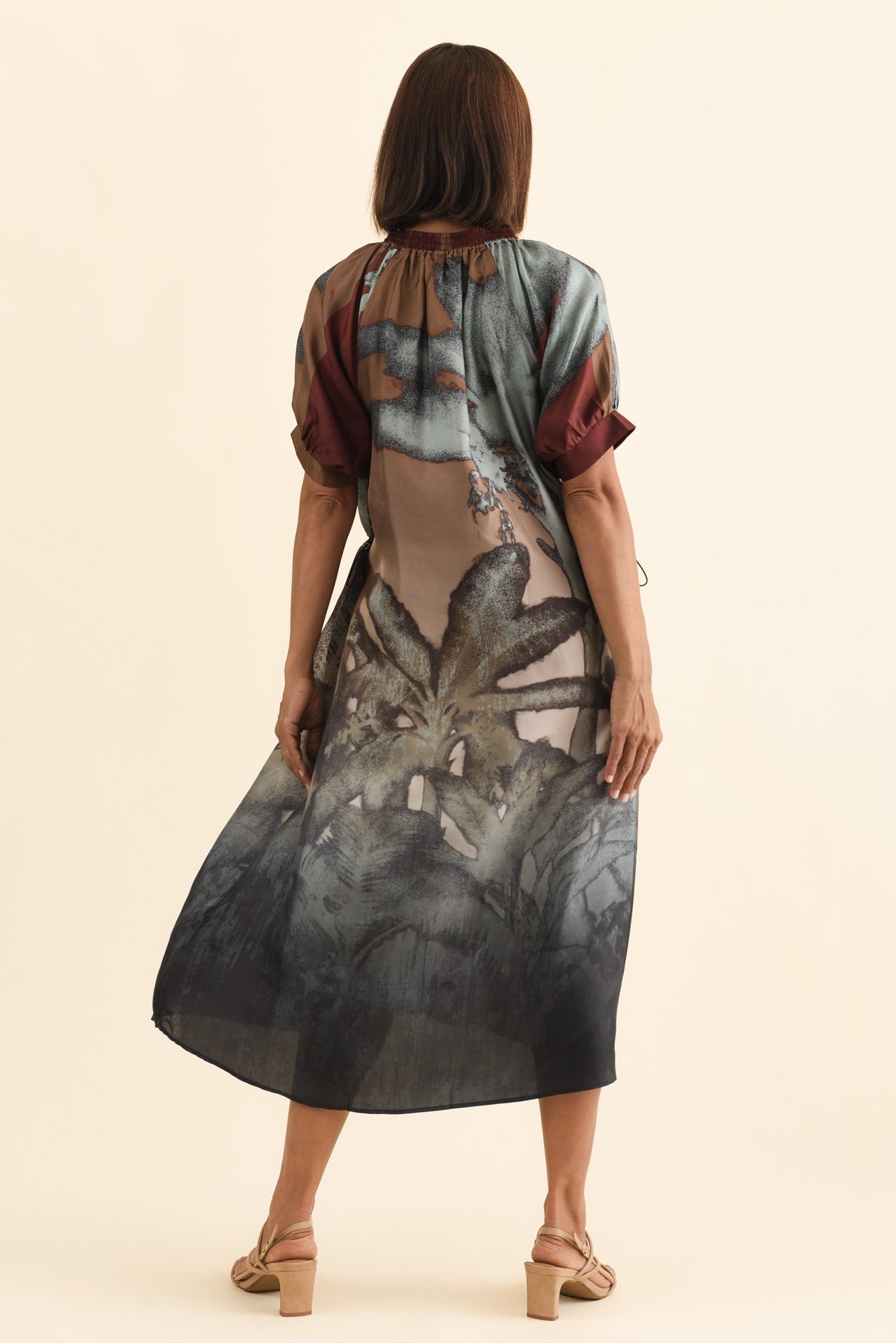 Palisades Mocha Floral Silk Dress