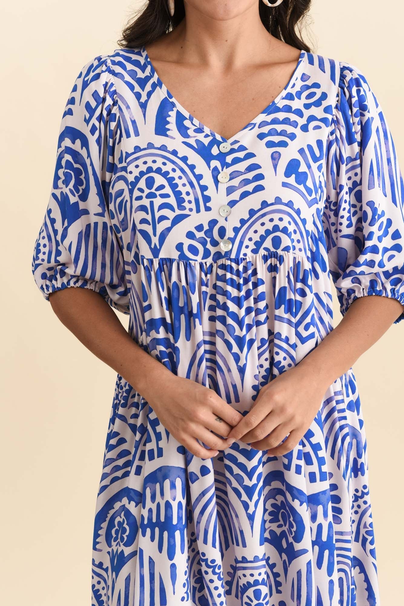 Pansy Blue Abstract Pocket Dress