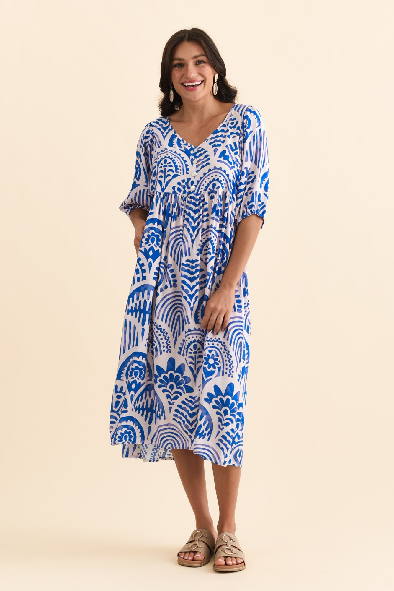 Pansy Blue Abstract Pocket Dress