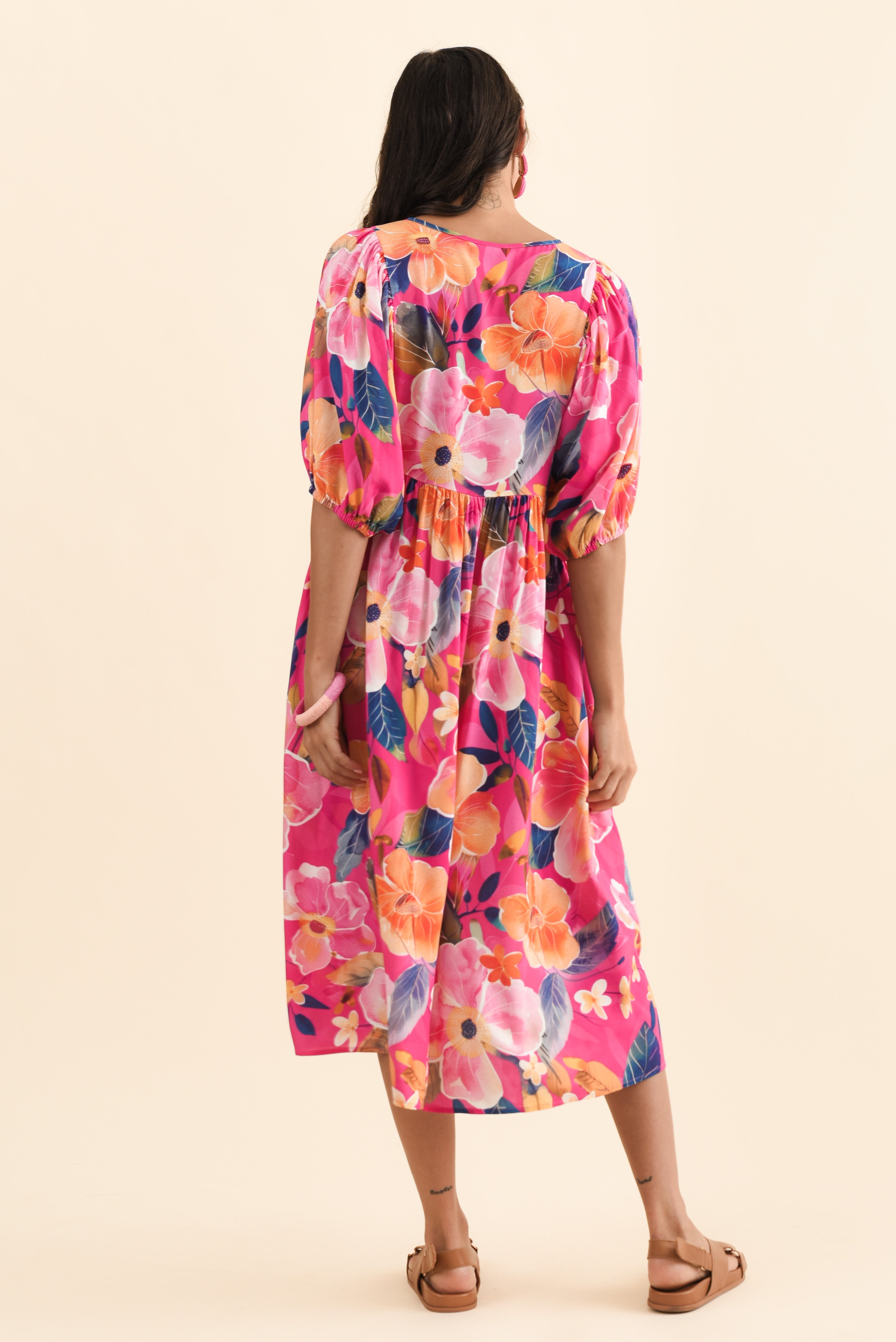 Pansy Pink Floral Pocket Dress