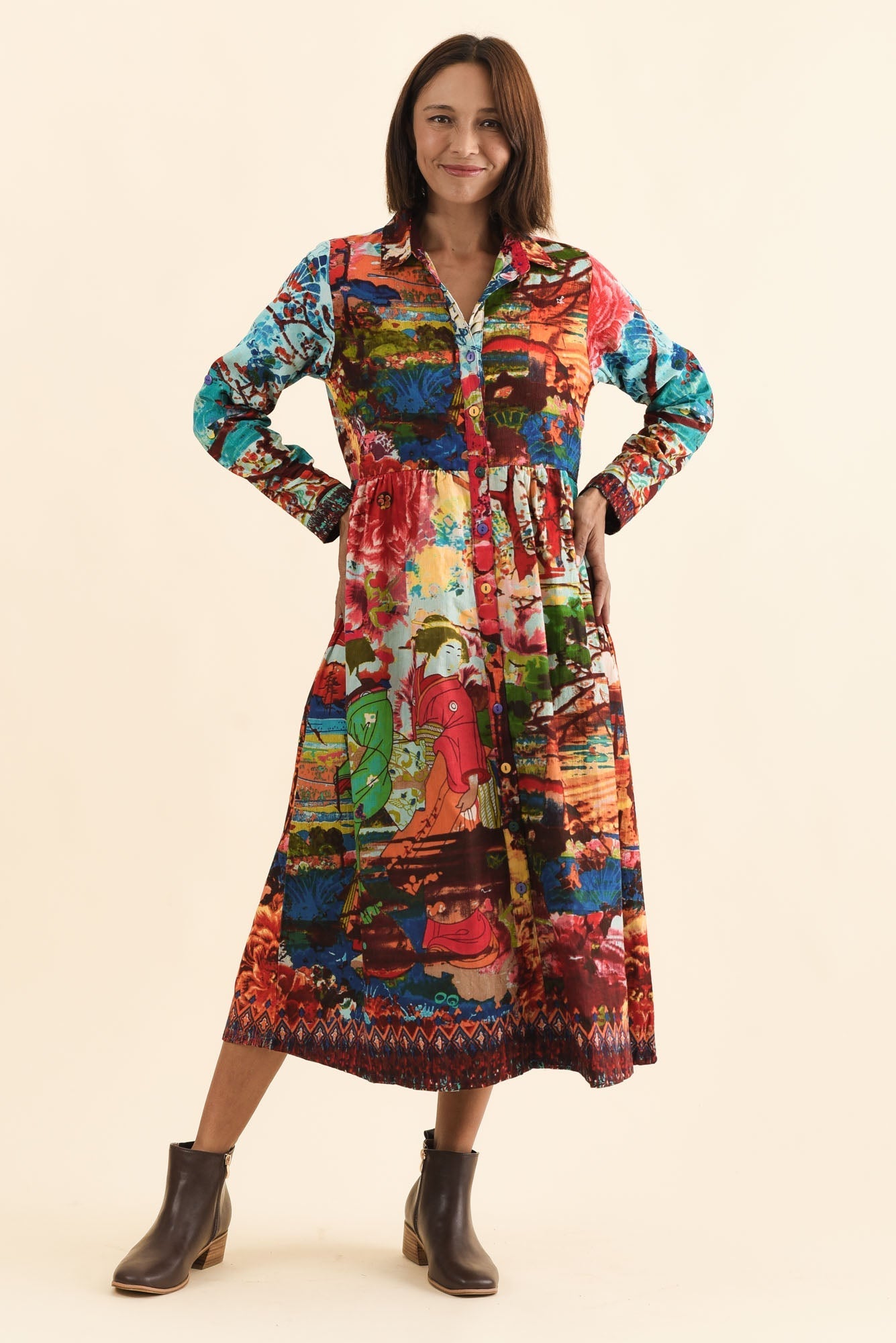 Platt Red Garden Pocket Shirt Dress