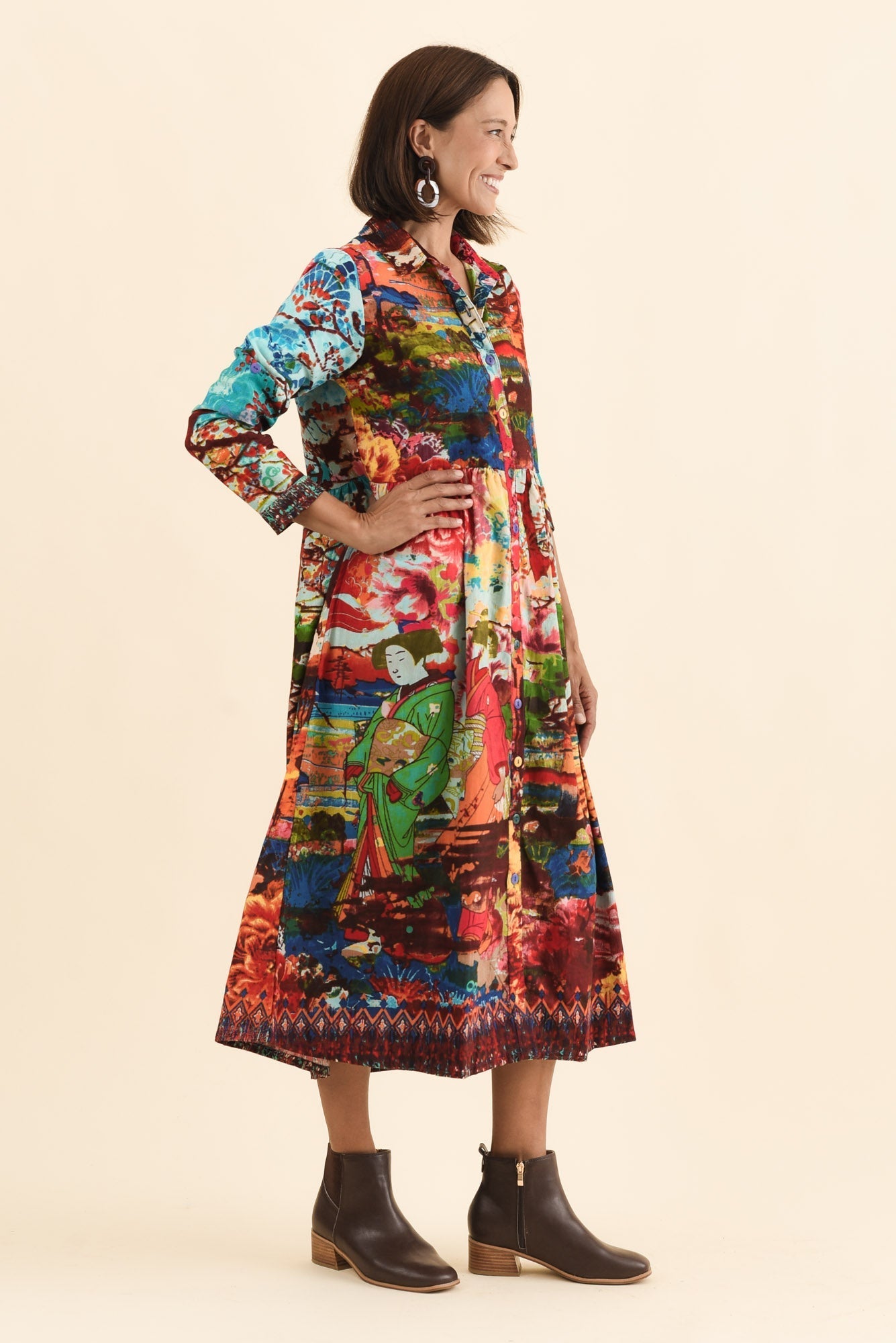 Platt Red Garden Pocket Shirt Dress