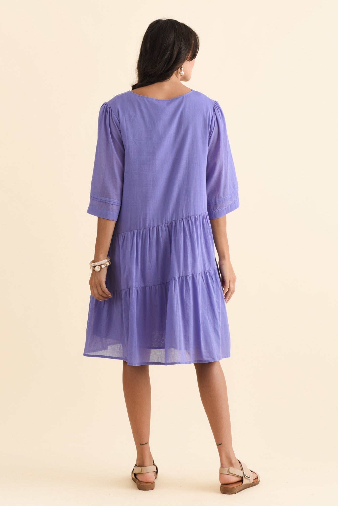 Portia Purple Cotton Asymmetrical Dress