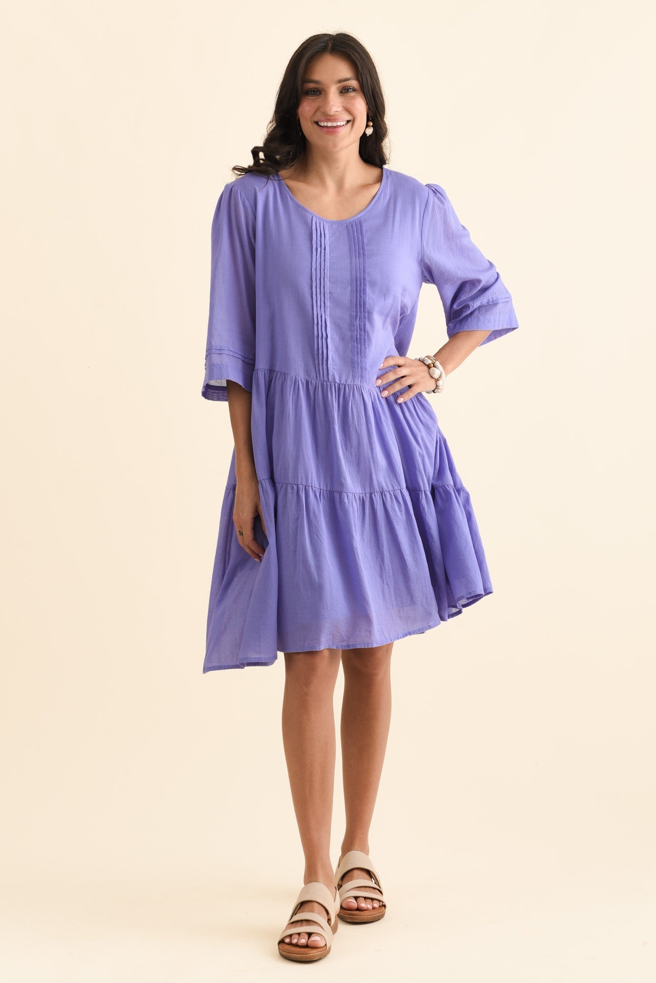 Portia Purple Cotton Asymmetrical Dress